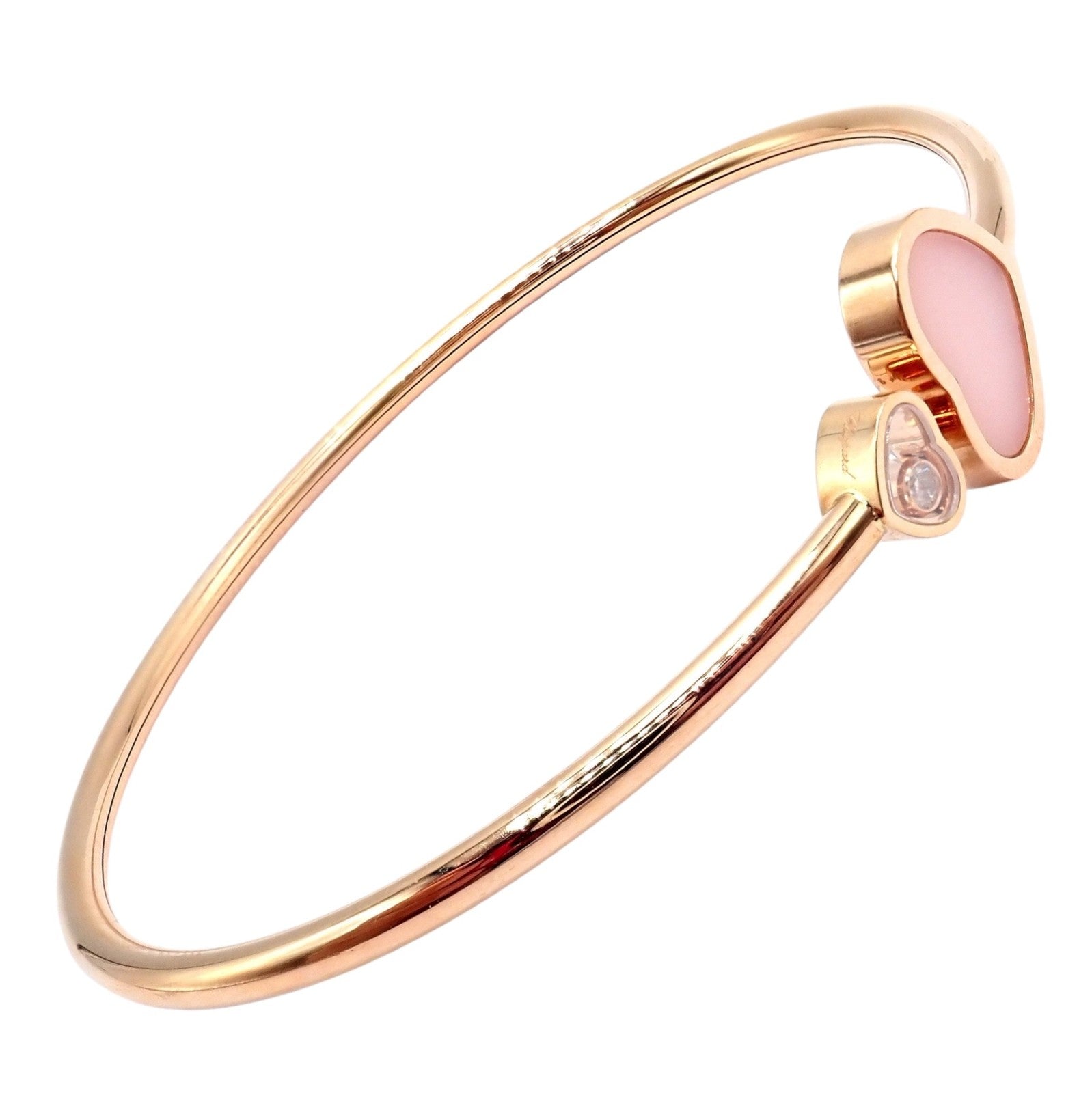 Chopard Jewelry & Watches:Fine Jewelry:Bracelets & Charms Rare! Chopard 18k Rose Gold Happy Hearts Diamond Pink Opal Bracelet