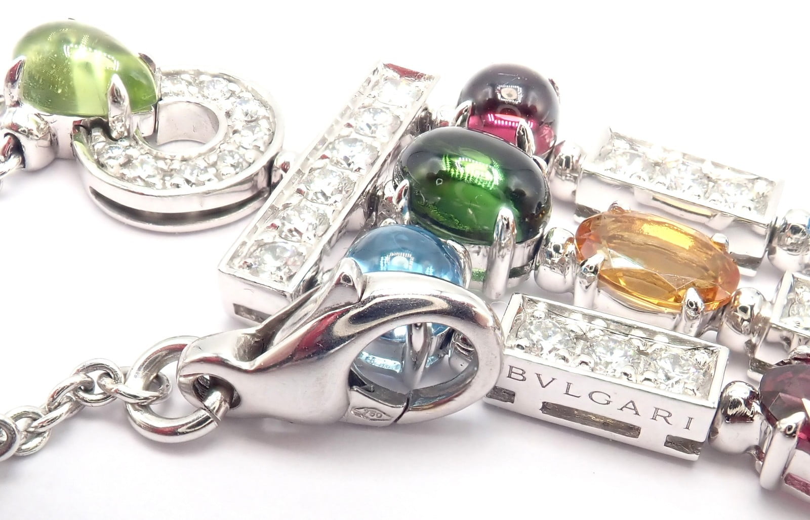 Bulgari Jewelry & Watches:Fine Jewelry:Necklaces & Pendants Authentic! Bvlgari Bulgari Allegra 18k White Gold Diamond Color Stones Necklace