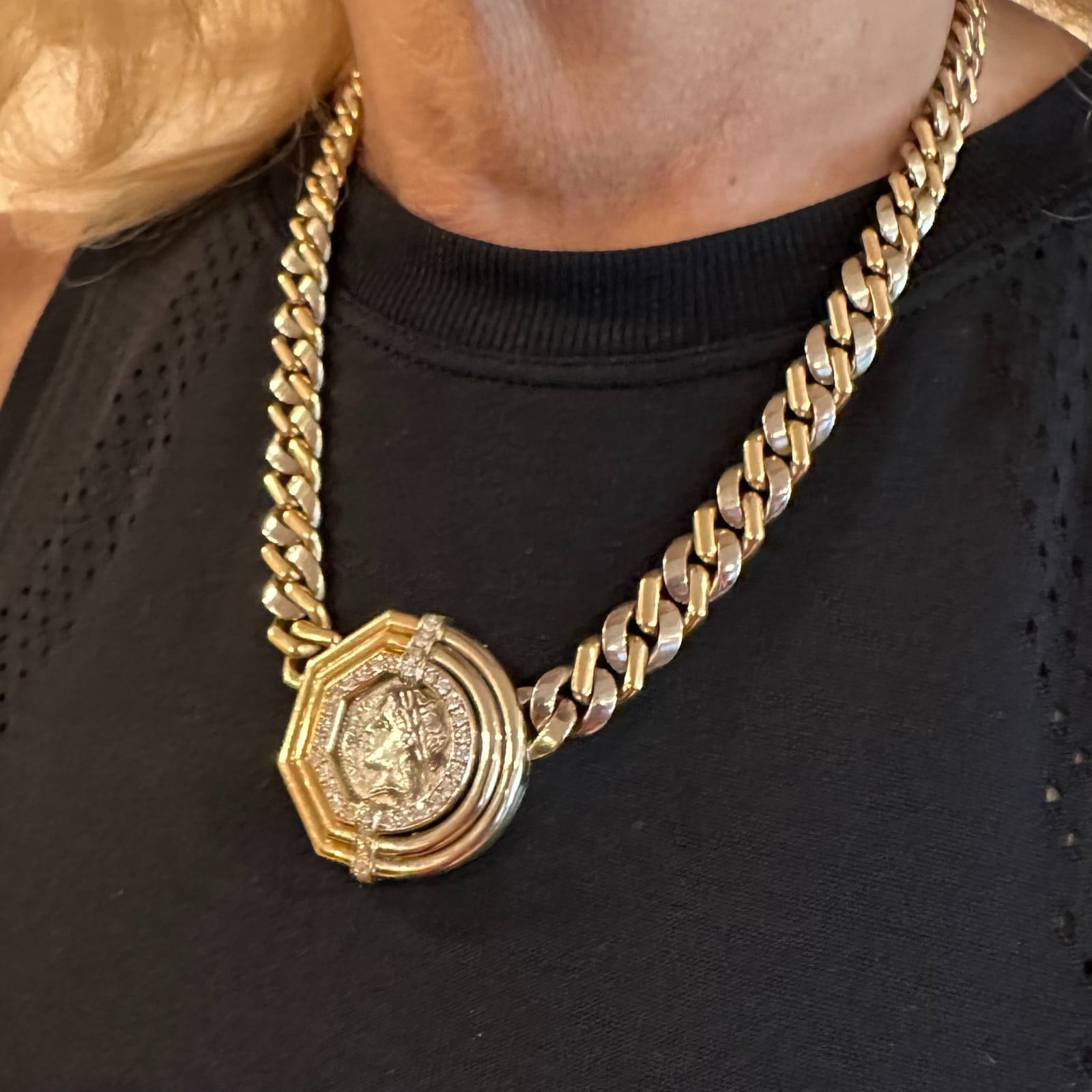 Bvlgari Jewelry & Watches:Fine Jewelry:Necklaces & Pendants Bvlgari Bulgari 18k Yellow White Gold Diamond Monete Antique Coin Link Necklace