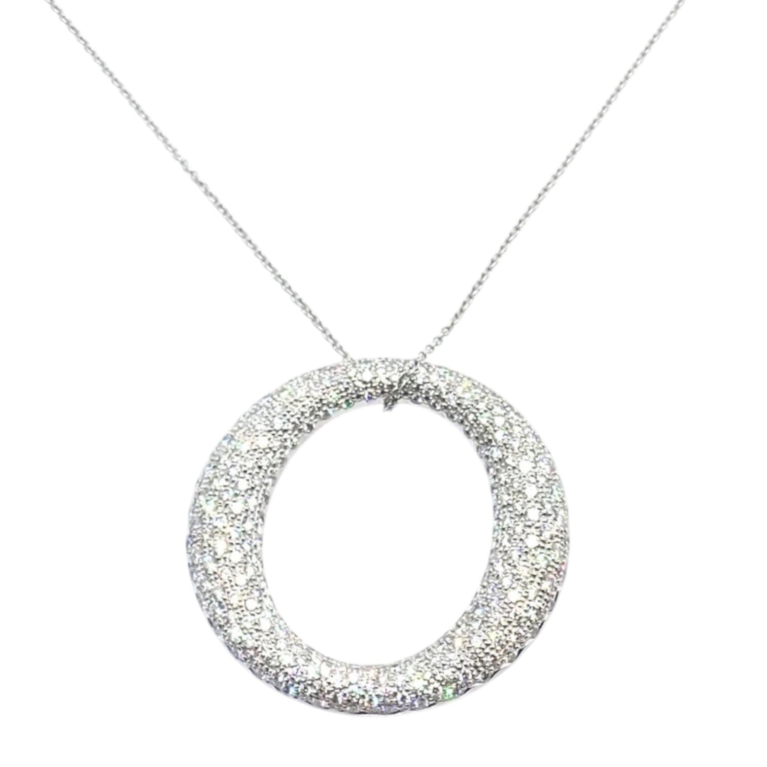 Tiffany & Co Peretti Platinum Diamond Large 35mm Sevillana Pendant Necklace | Fortrove