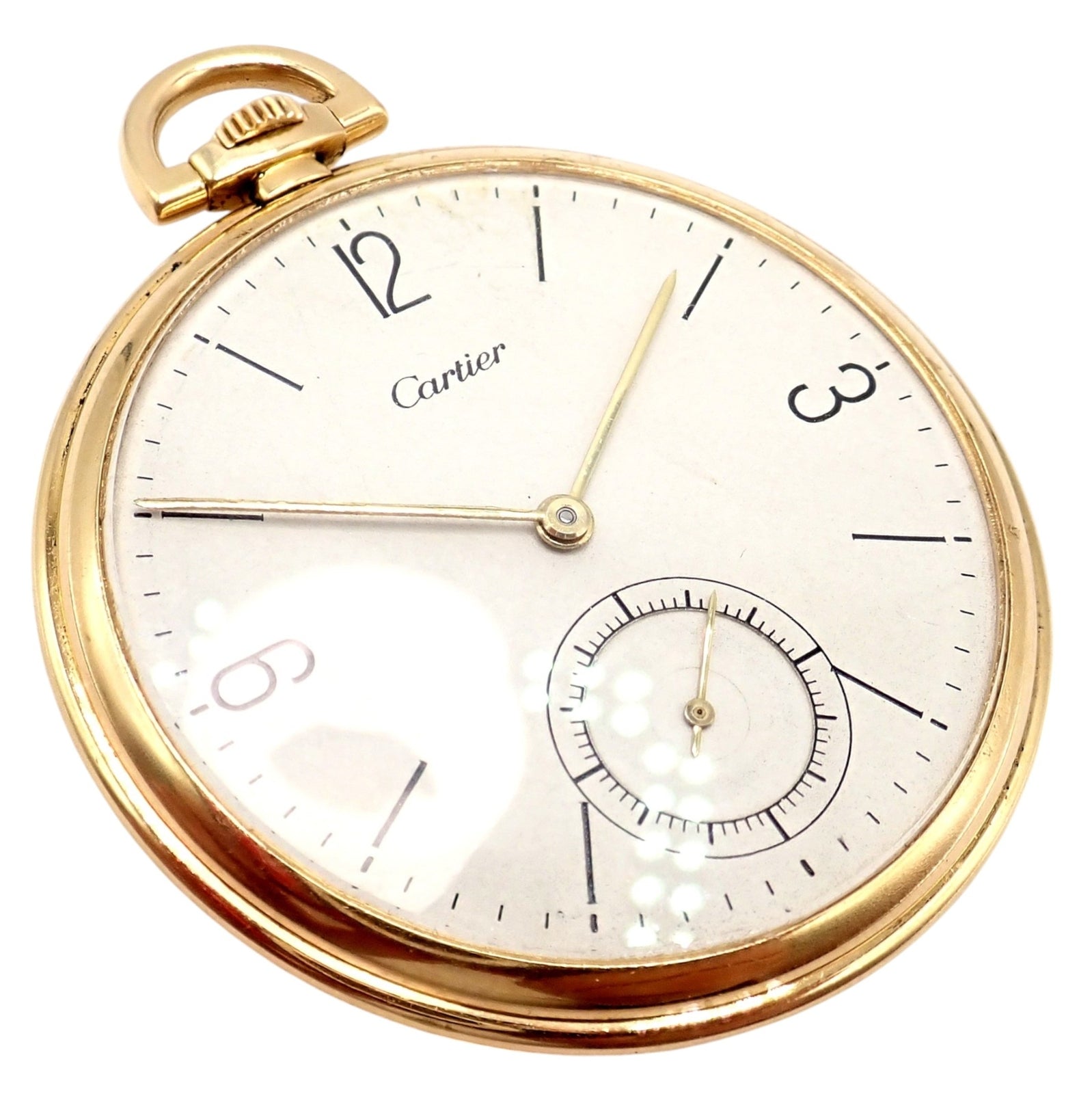 IWC International Watch Co. Cartier 18k Yellow Gold 19s Thin Pocket Watch 1940's | Fortrove