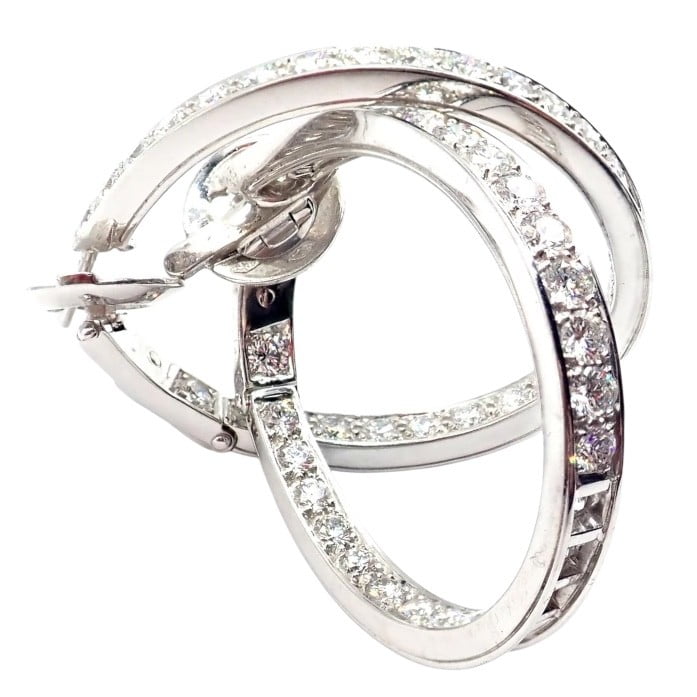 Van Cleef & Arpels Jewelry & Watches:Fine Jewelry:Earrings Van Cleef & Arpels Avignon 18k White Gold Diamond Large Hoop Earrings