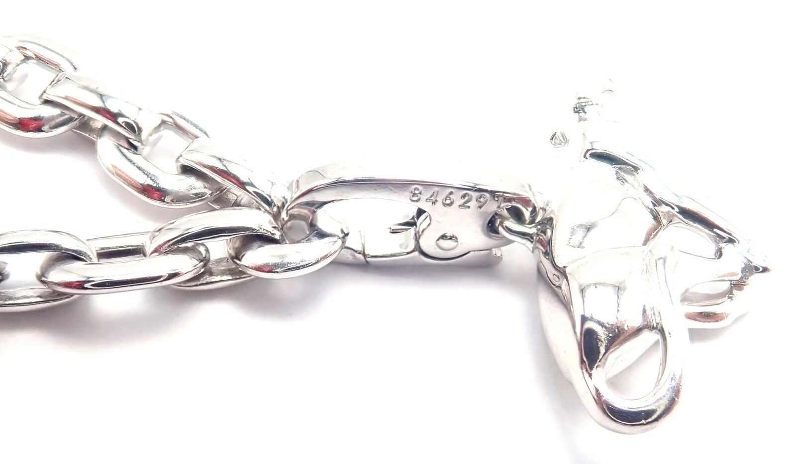 Authentic Cartier 18k White Gold 4 Charm Panther Airplane Love Box Link Bracelet | Fortrove