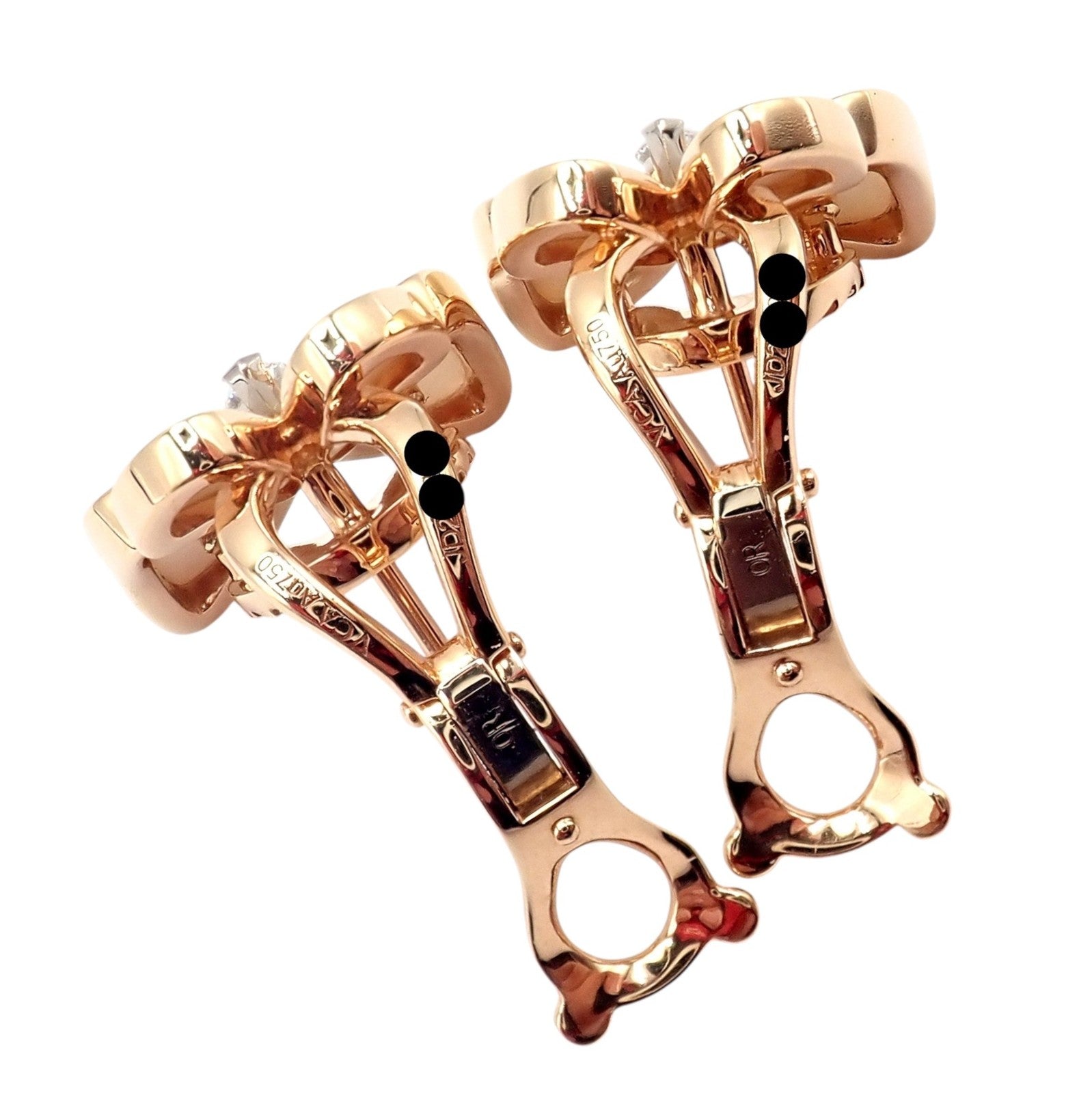 Van Cleef & Arpels 18k Rose Gold Diamond MoP Two Butterfly Earrings Cert | Fortrove