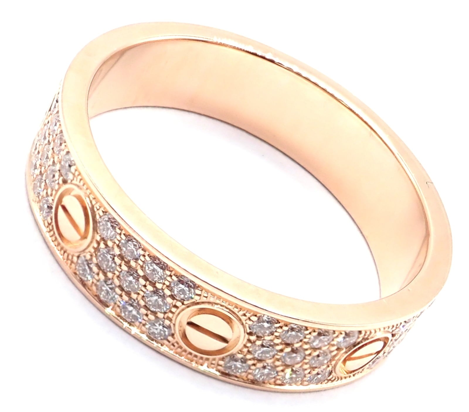 Cartier Jewelry & Watches:Fine Jewelry:Rings Authentic! Cartier Love 18k Rose Gold Diamond Paved Ring Size 54 US 6 3/4