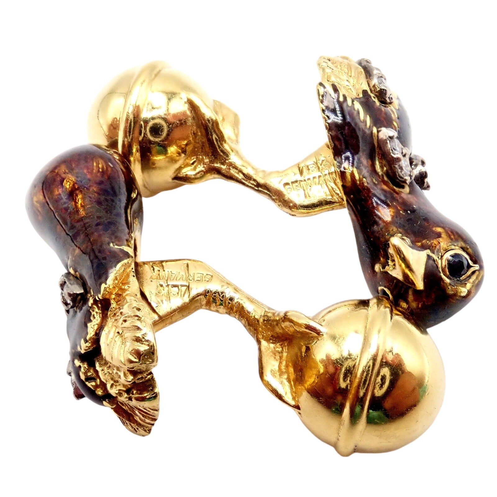 Vintage Tiffany & Co. 18k Yellow Gold Diamond Enamel Falcon Eagle Bird Cufflinks | Fortrove