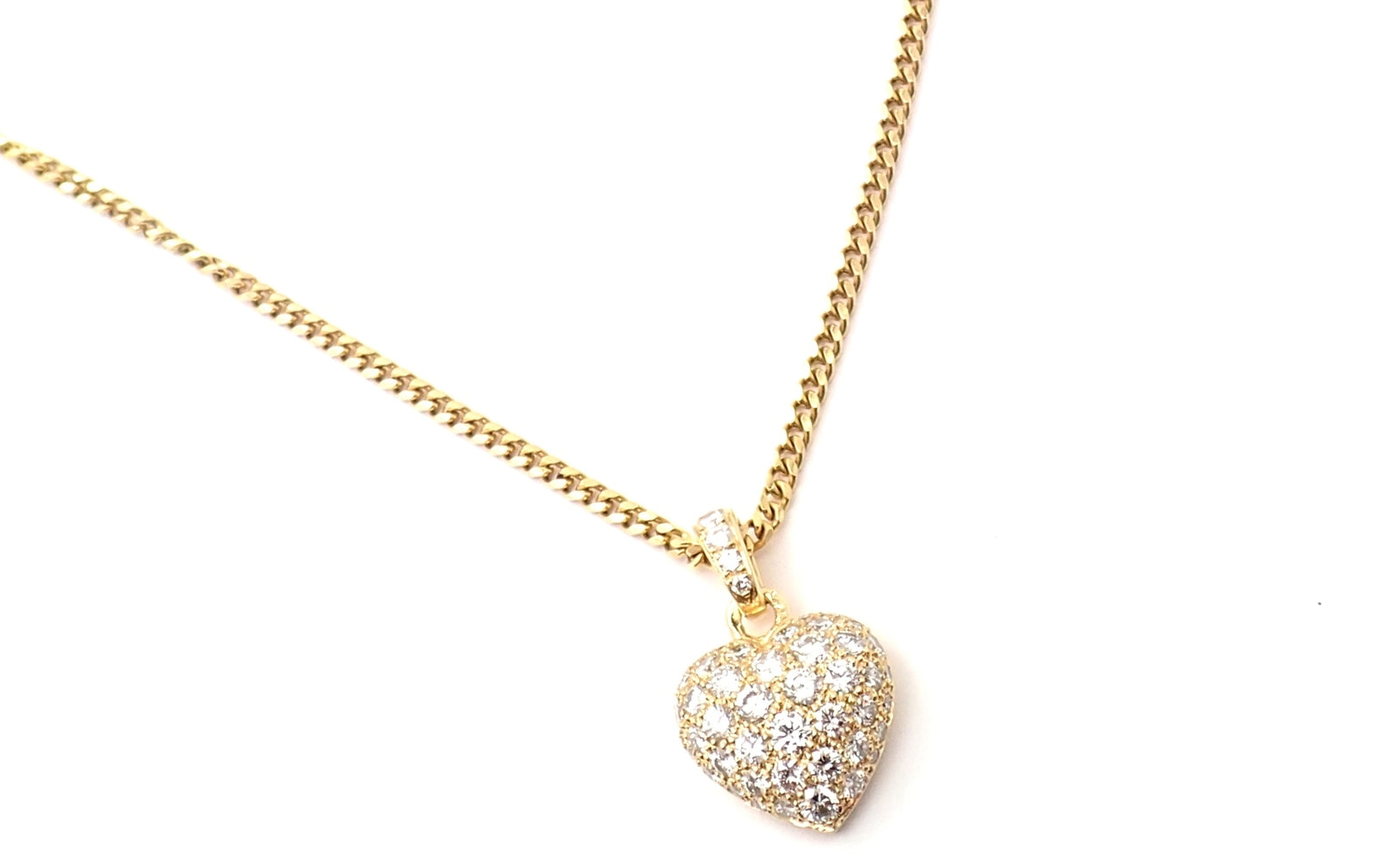 Authentic! Cartier 18k Yellow Gold 2ct Diamond Pavé Large Heart Pendant Necklace | Fortrove