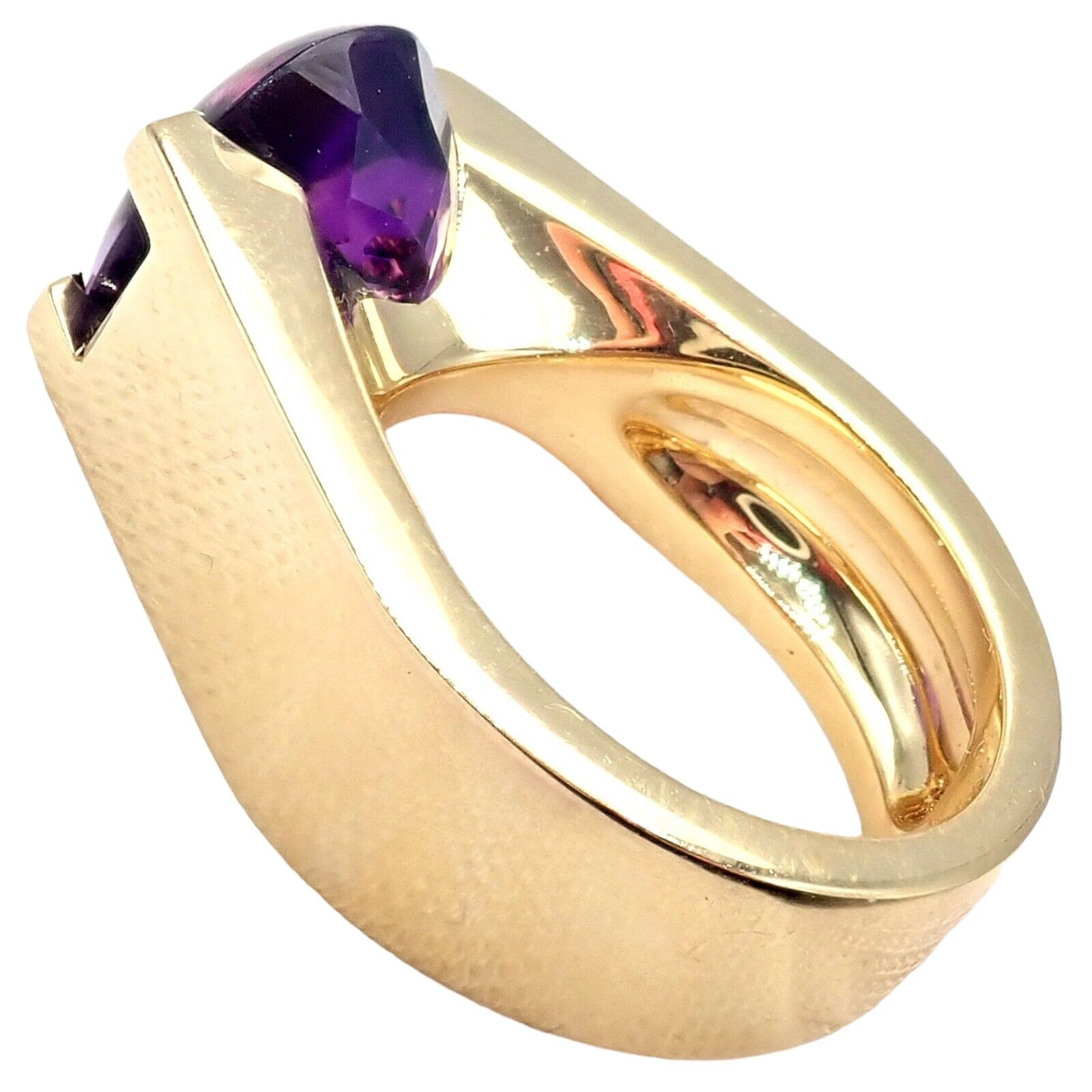 Cartier Jewelry & Watches:Fine Jewelry:Rings Authentic! Cartier Tankissi 18k Yellow Gold Diamond Large Amethyst Ring