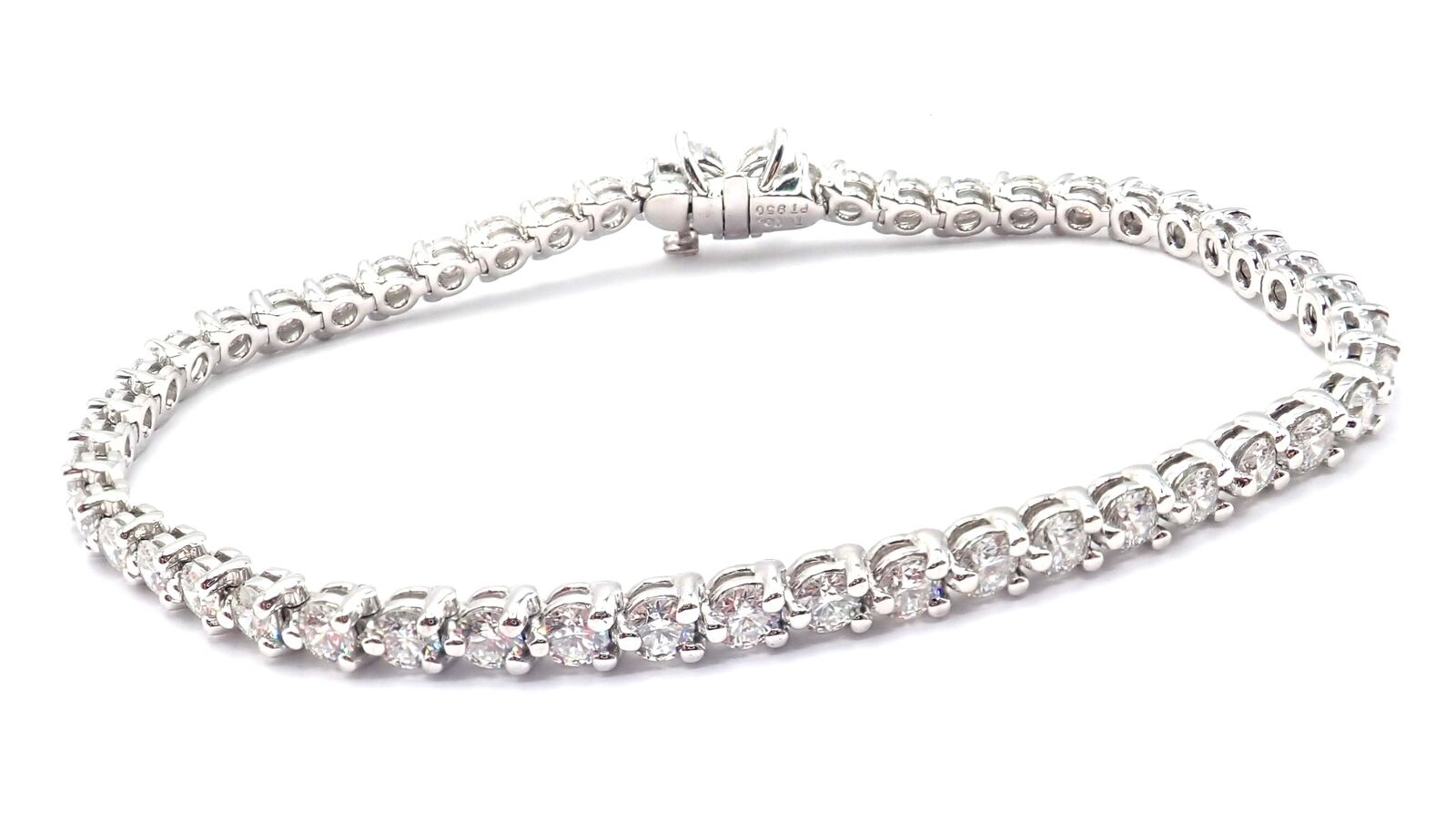 Authentic! Tiffany & Co Victoria Platinum 4.49ct Diamond Line Tennis Bracelet | Fortrove
