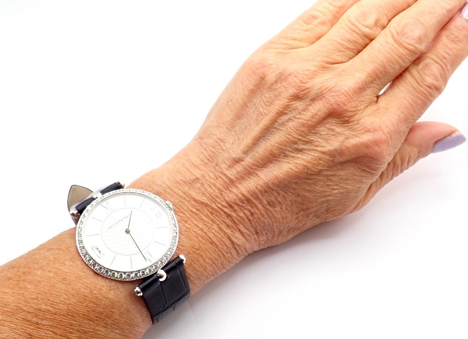 Van Cleef & Arpels Pierre Arpels 18K White Gold Diamond 38mm Watch Cert. Box! | Fortrove