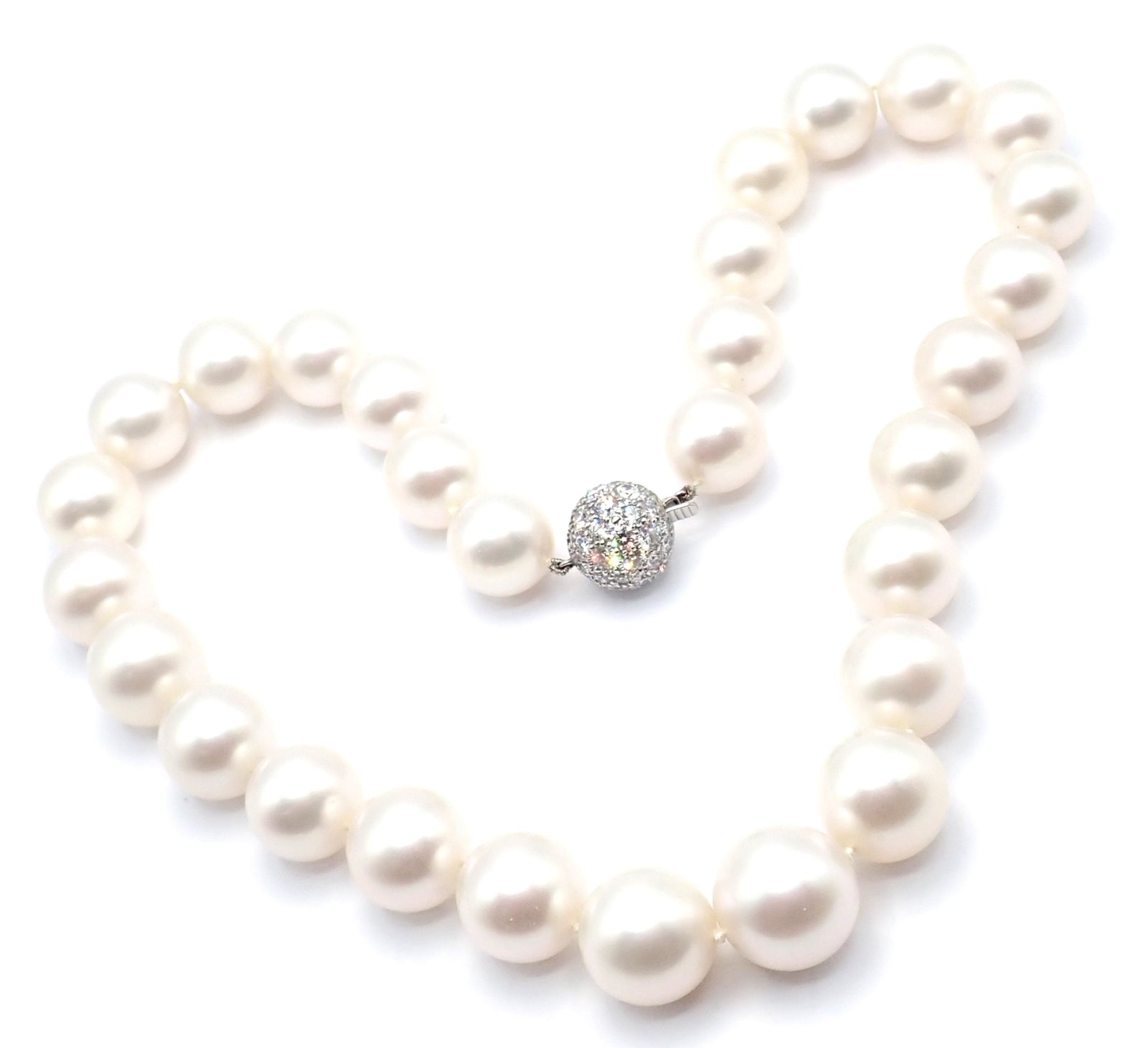 Authentic! Tiffany & Co Platinum Diamond South Sea Large Pearl Necklace Paper | Fortrove