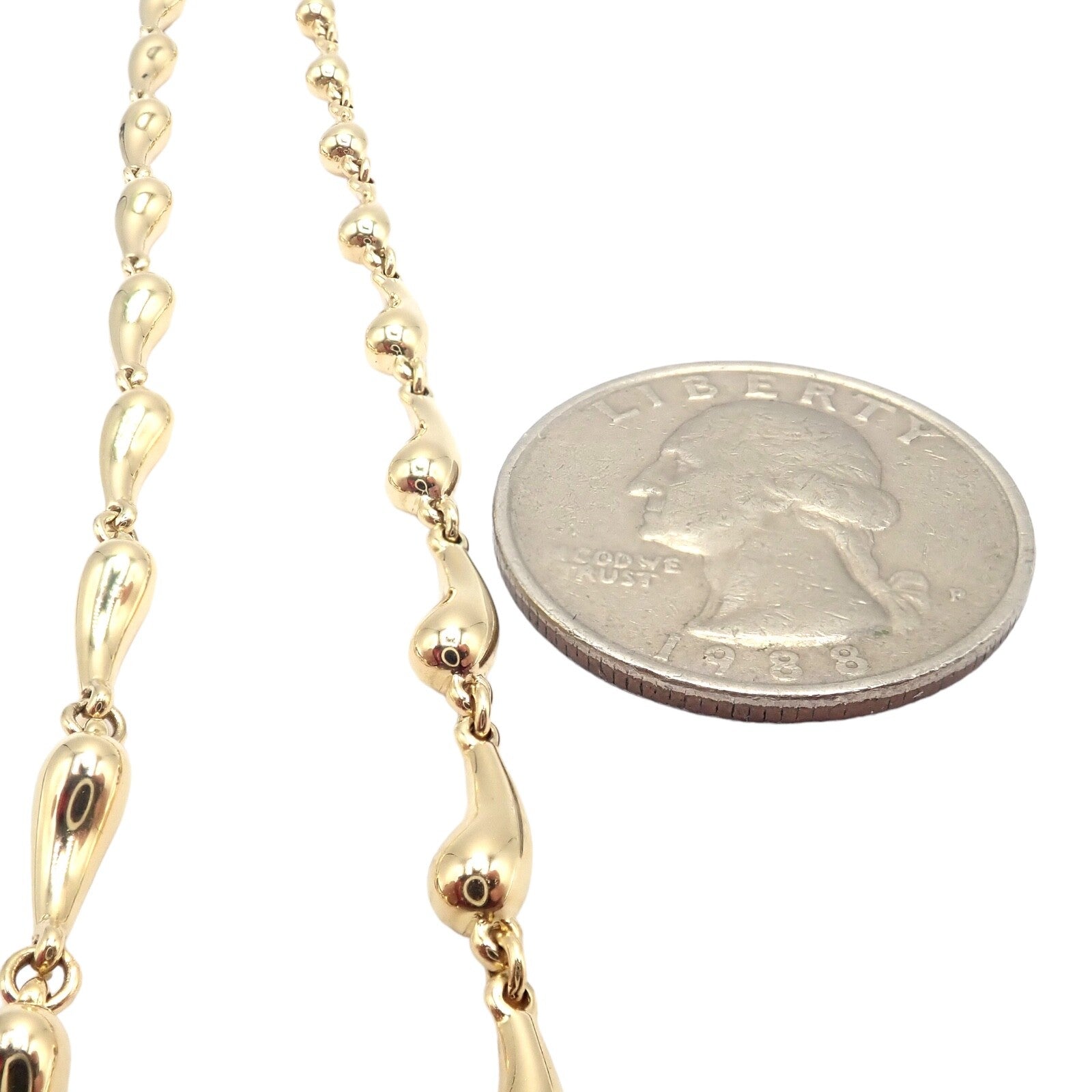 Authentic! Tiffany & Co Peretti 18k Yellow Gold Vintage Teardrop Necklace 15.75" | Fortrove