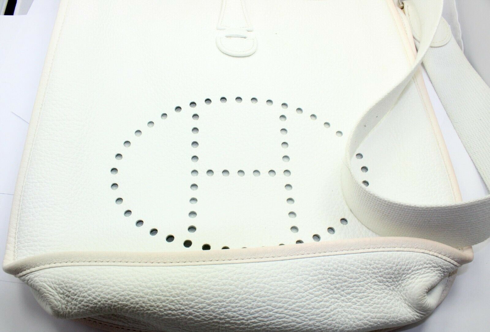 Hermes Clothing, Shoes & Accessories:Women:Women's Bags & Handbags Authentic! Hermes Evelyne Parchment White Clemence Leather PM Handbag Purse