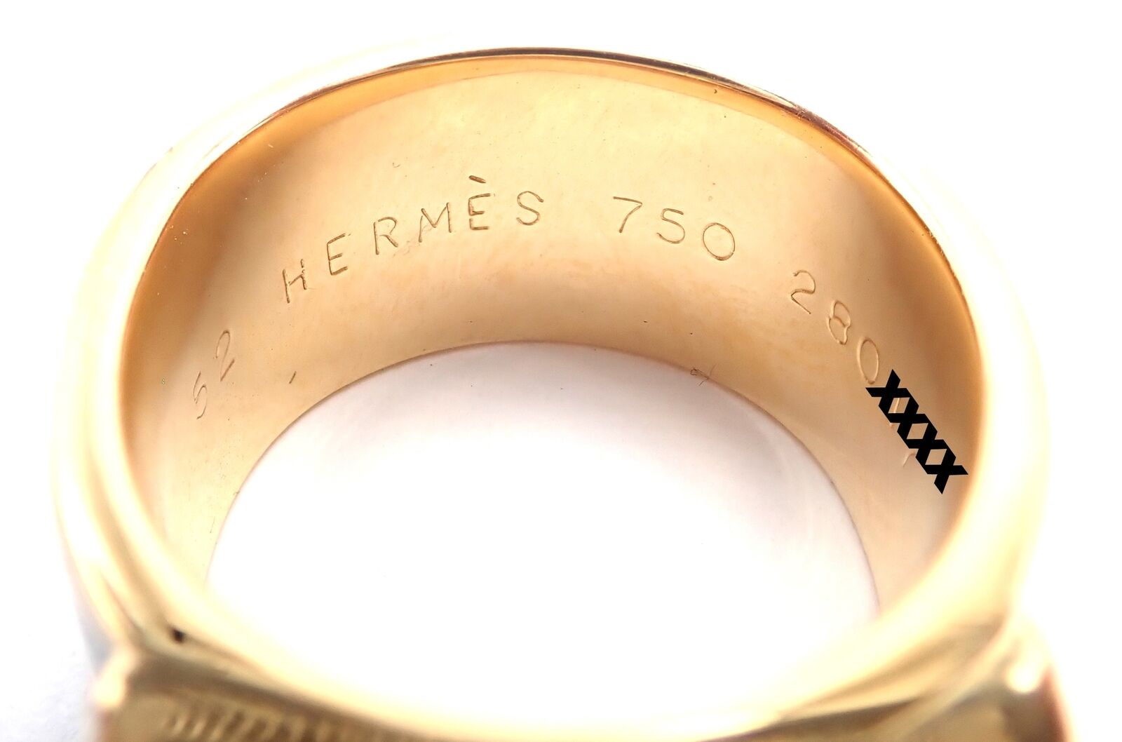 Authentic! Hermes Collier de Chien 18K Yellow Gold Blue Enamel Band Ring Size 6 | Fortrove