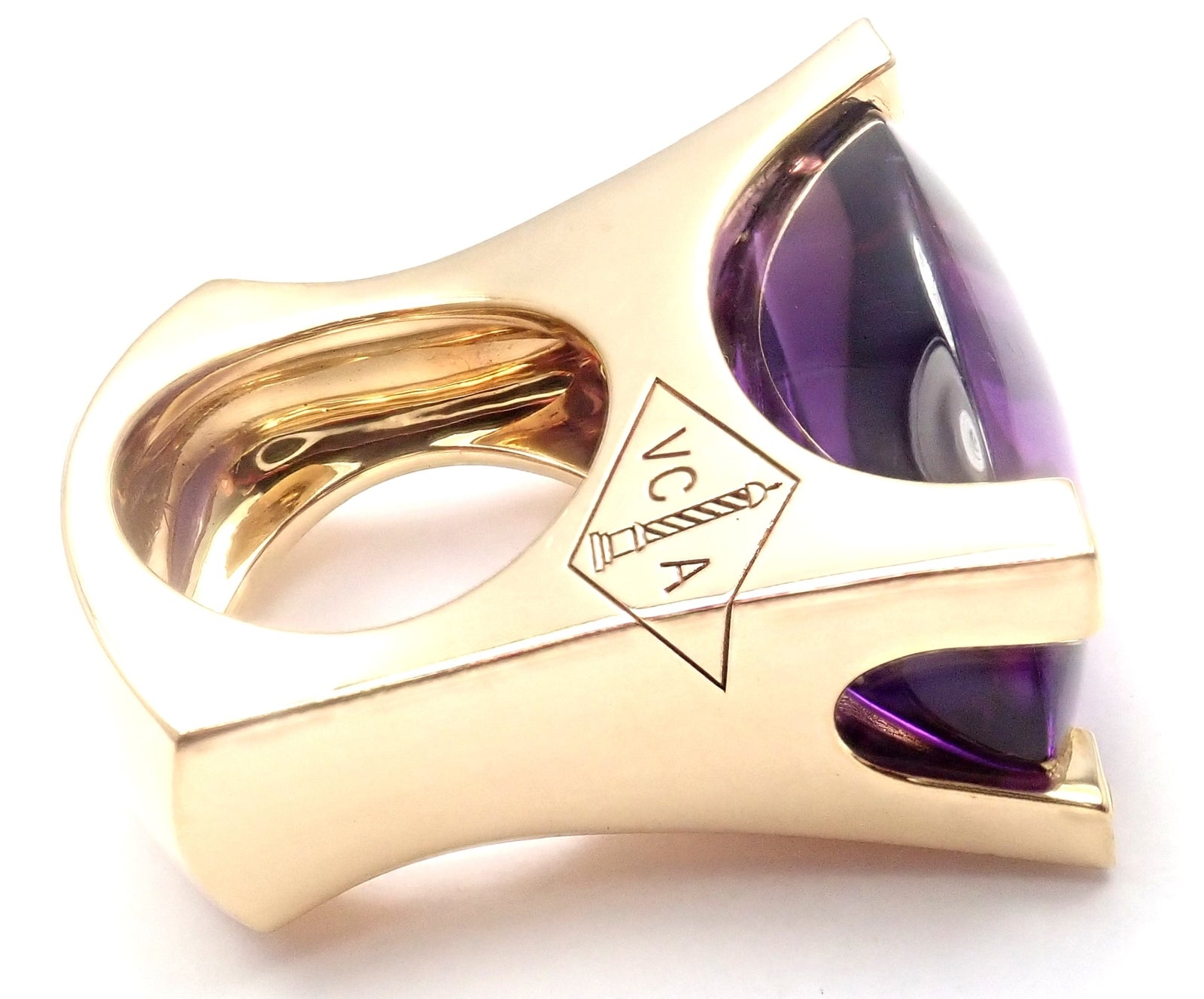 Van Cleef & Arpels Electra 18k Yellow Gold Diamond Large Amethyst Ring Paper | Fortrove