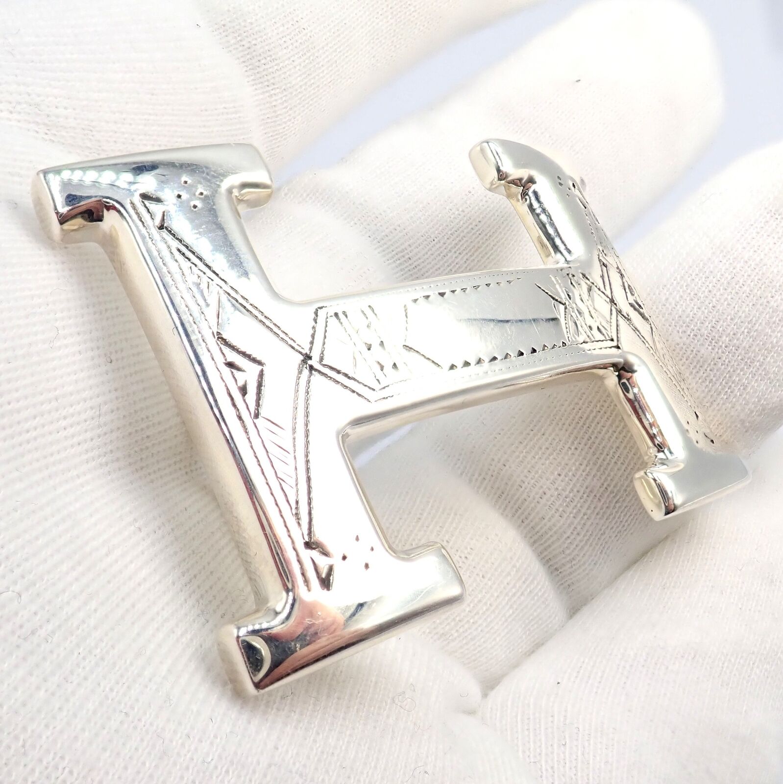 Rare! Hermes Silver Signature Classic Large H Belt Buckle 32m | Fortrove
