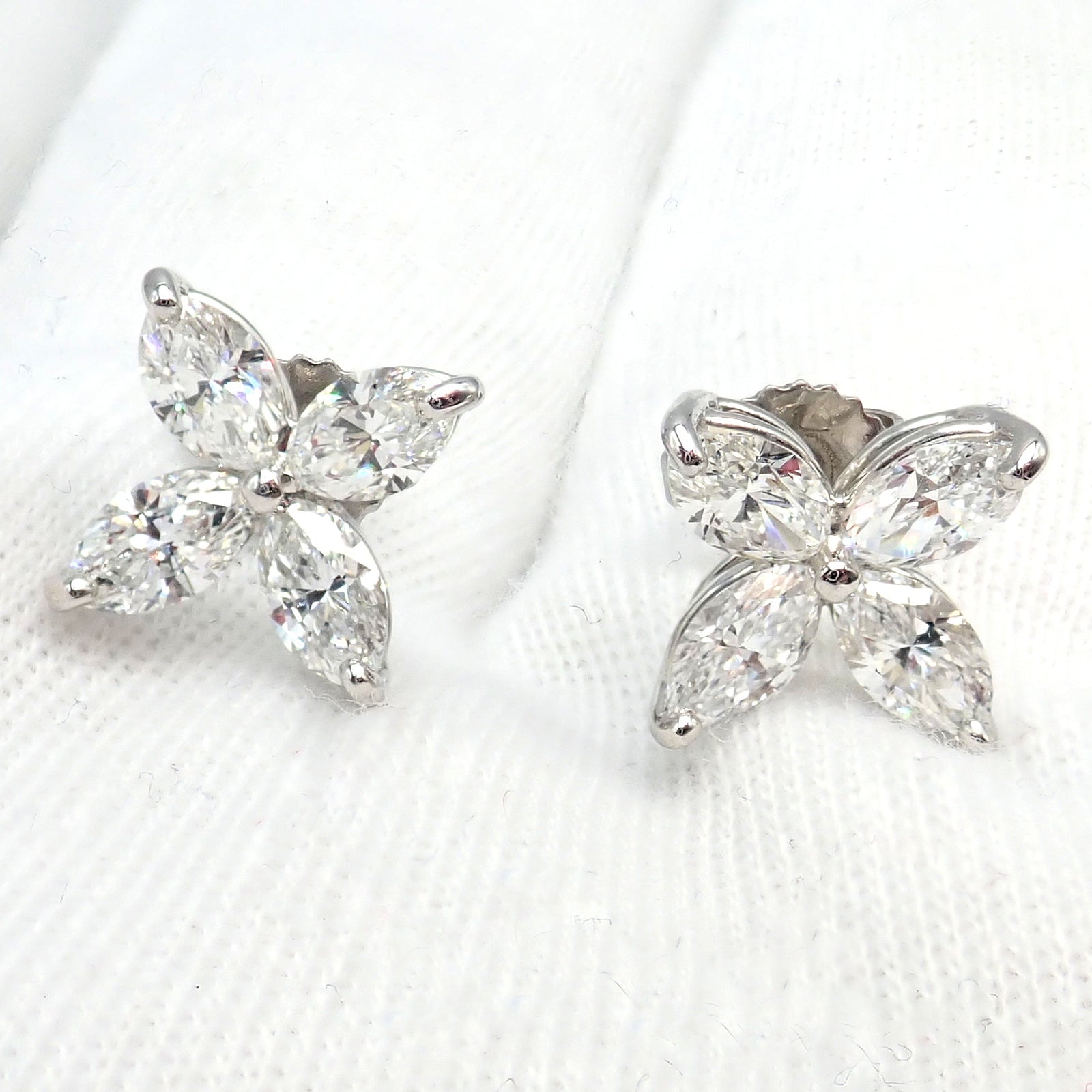 Authentic! Tiffany & Co Platinum Victoria Marquise Cut Diamond Large Earrings | Fortrove