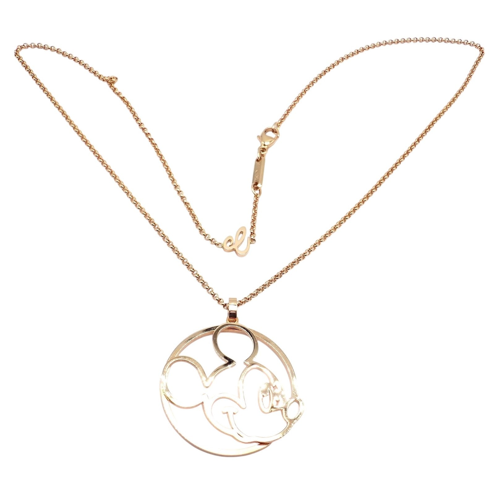 Rare! Chopard Disney World 18k Rose Gold Mickey Mouse Necklace | Fortrove