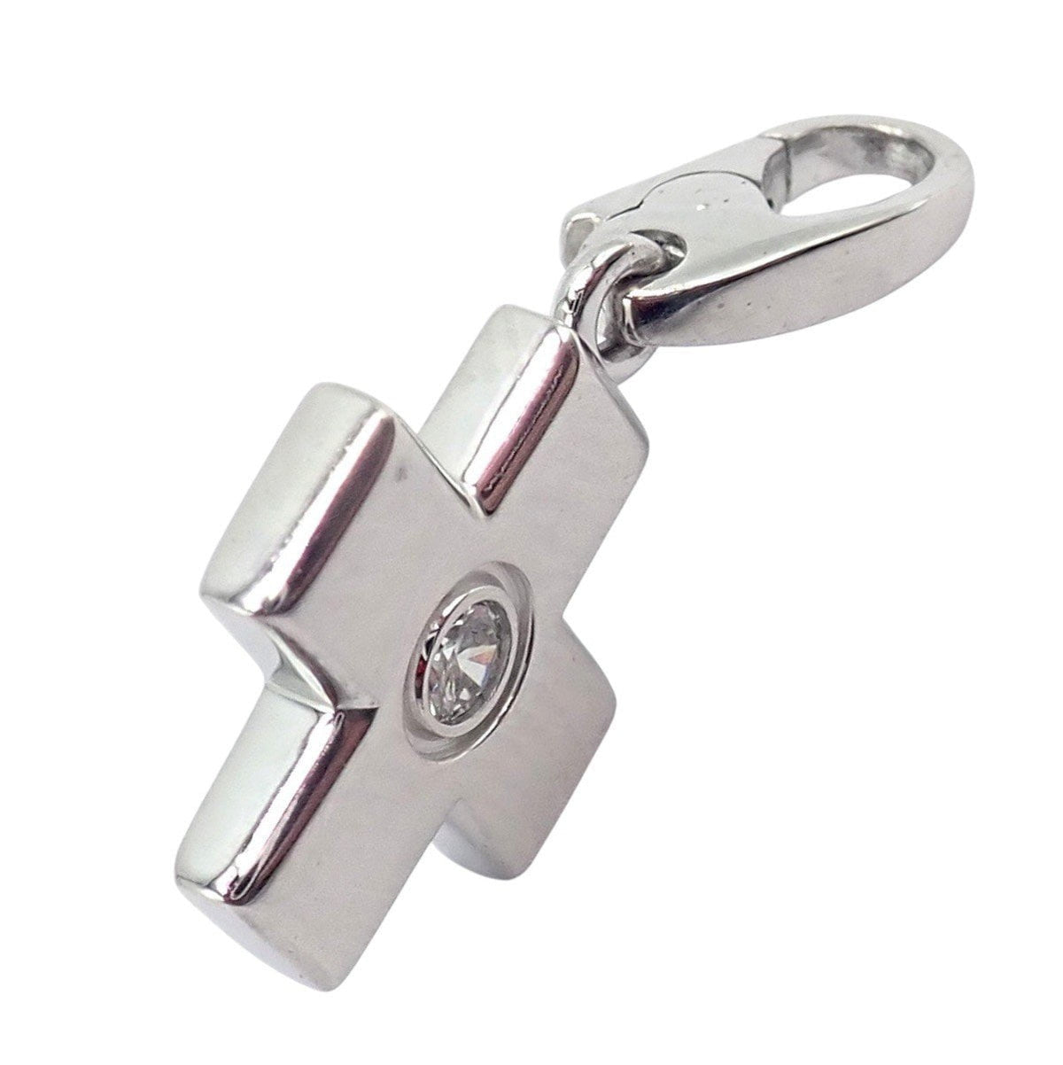 Cartier Jewelry & Watches:Fine Jewelry:Necklaces & Pendants Authentic! Cartier 18k White Gold Diamond Small Cross Charm Pendant