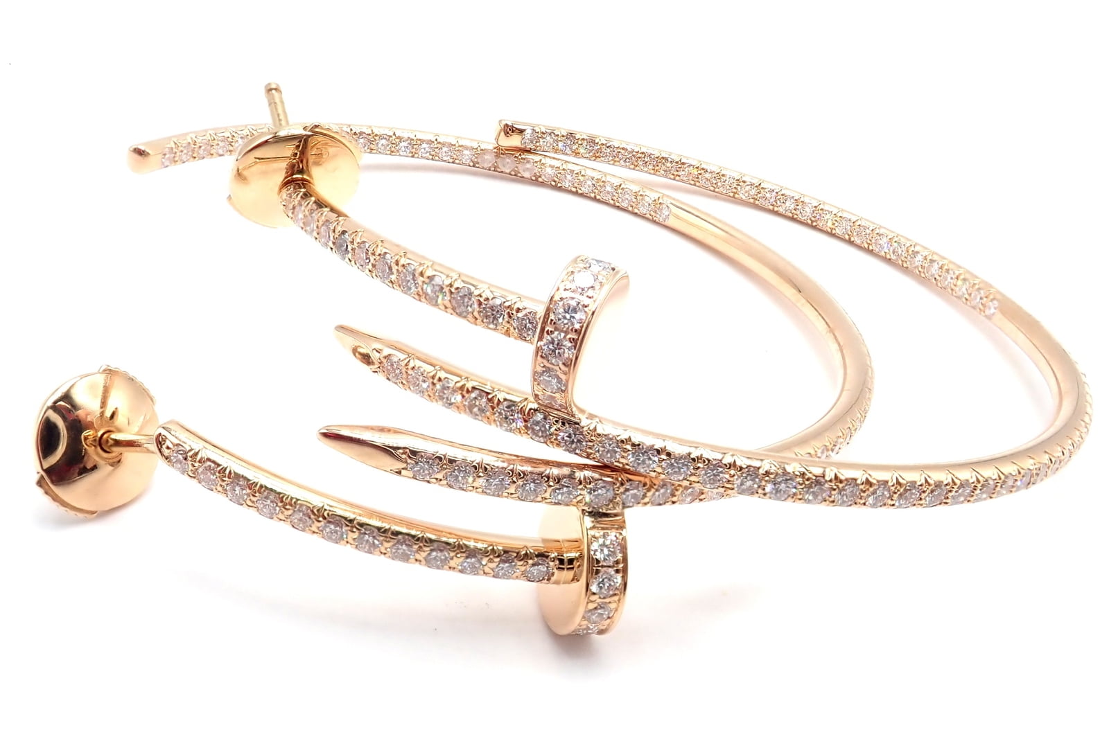 Cartier Jewelry & Watches:Fine Jewelry:Earrings Authentic! Cartier Juste un Clou 18k Rose Gold Diamond Nail Hoop Earrings Paper