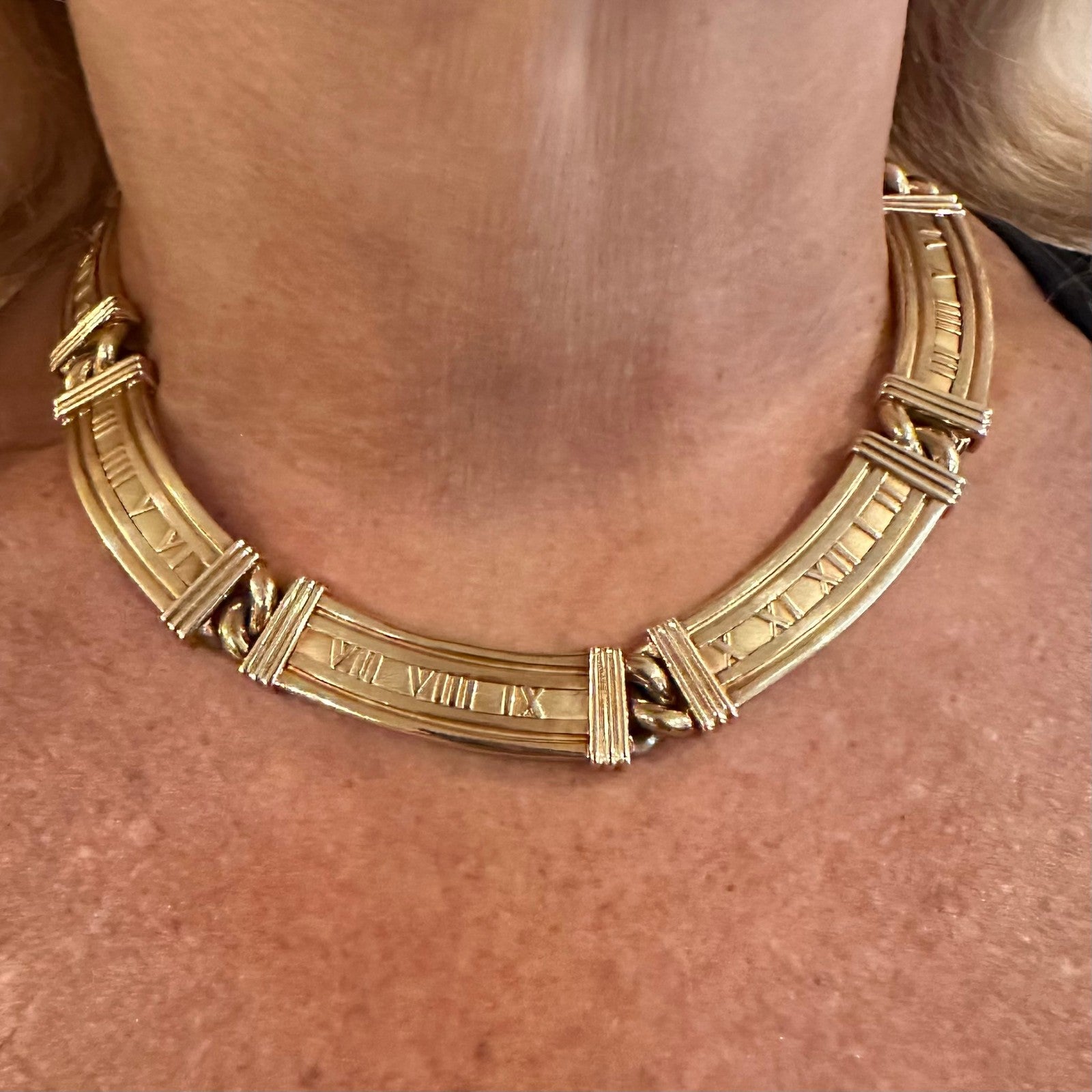 Vintage! Authentic Tiffany & Co Atlas 18k Yellow Gold Link Collar Necklace 1995 | Fortrove