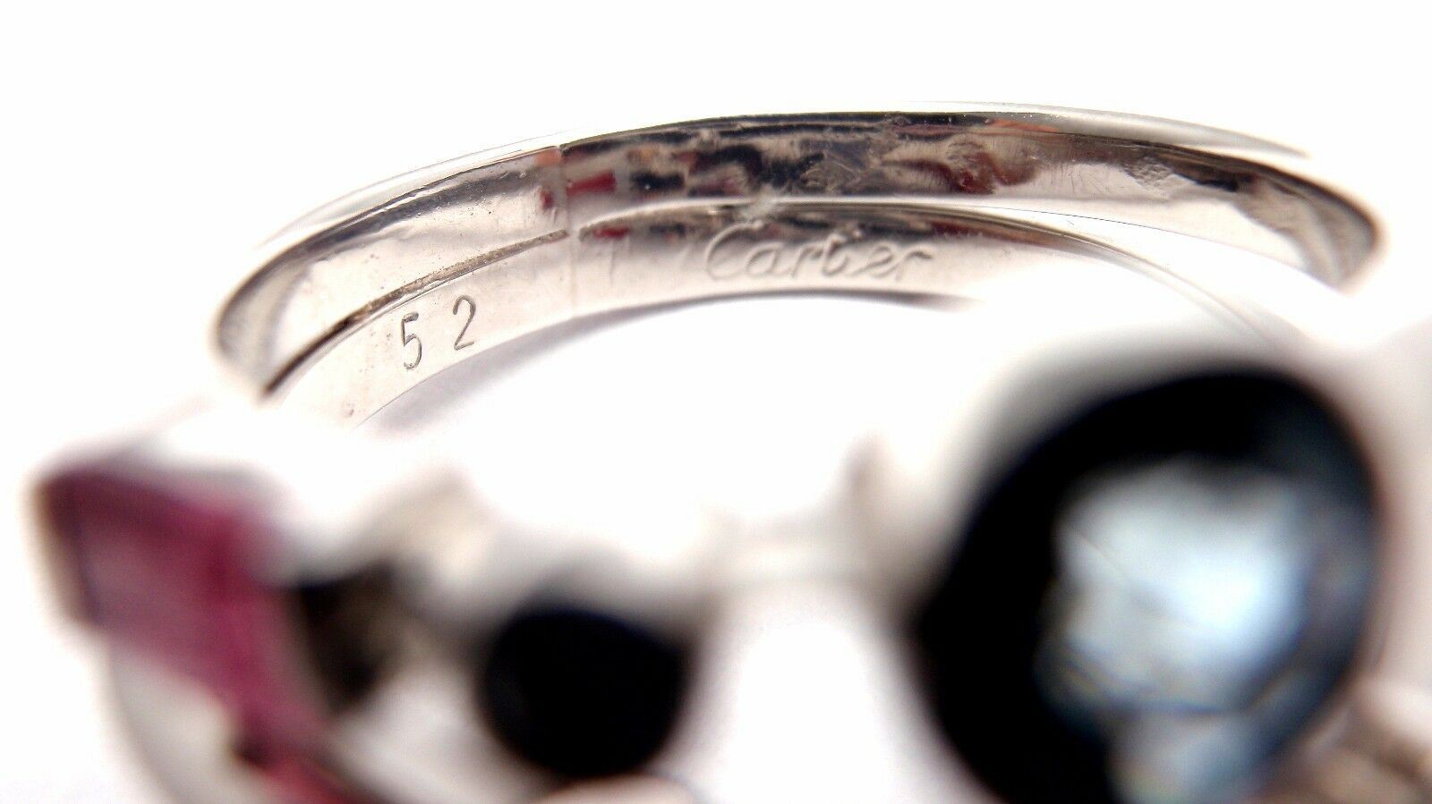 Authentic! Cartier Meli Melo Platinum Chalcedony Tourmaline Garnet Diamond Ring | Fortrove