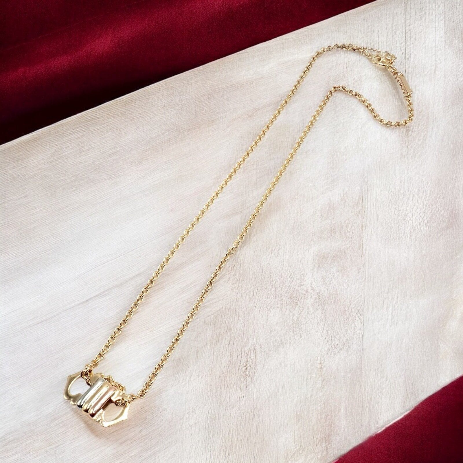 Cartier Jewelry & Watches:Fine Jewelry:Necklaces & Pendants Authentic! Cartier 18k TriColor Gold Double C Charm Pendant Necklace
