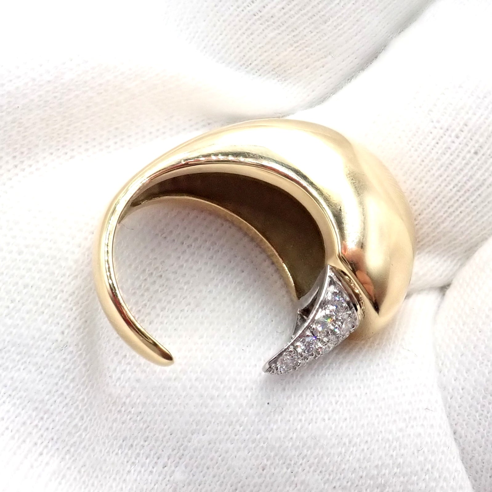 Authentic! Tiffany & Co. Elsa Peretti 18k Yellow Gold Diamond Bird Ring | Fortrove