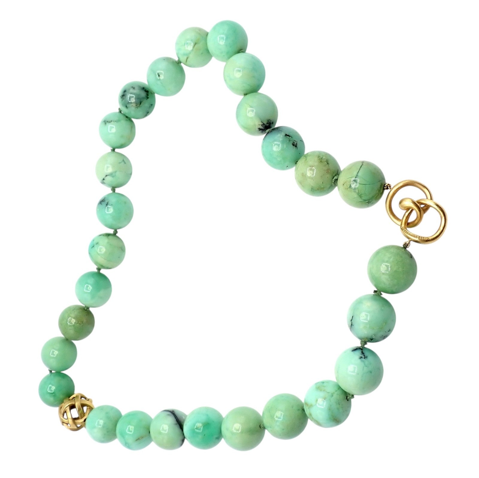 Angela Cummings 18k Yellow Gold 15.5mm Turquoise Bead 20" Long Necklace 1988 | Fortrove