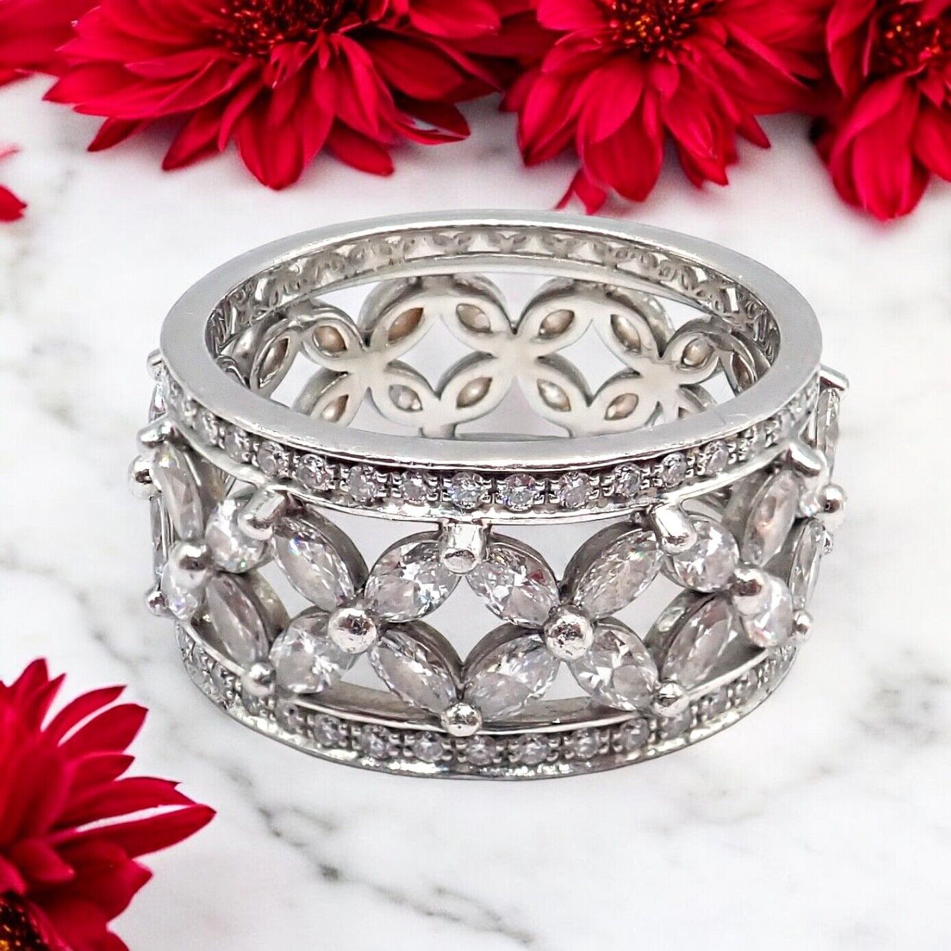 Authentic! Tiffany & Co Platinum 2.34ctw Diamond Victoria Wide Band Ring sz 5.5 | Fortrove