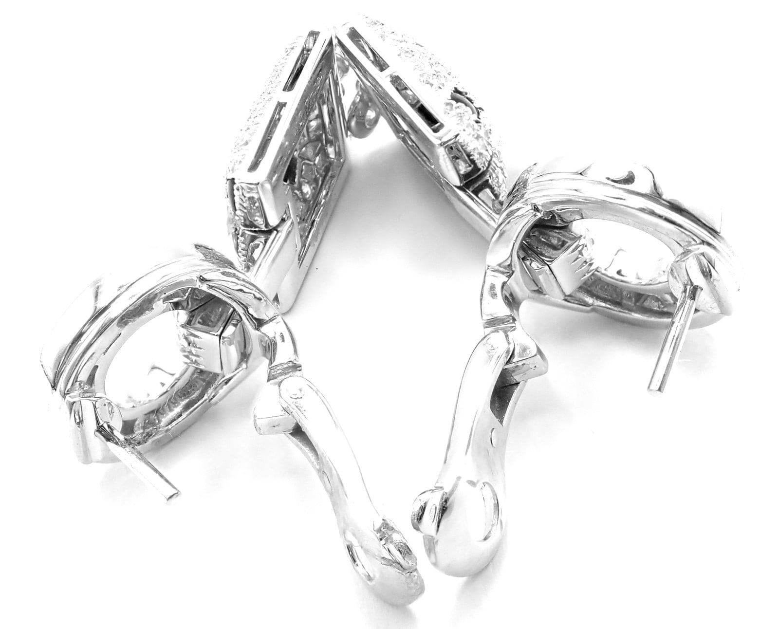 Authentic! Cartier Panthere Panther 18k White Gold Diamond Black Onyx Earrings | Fortrove