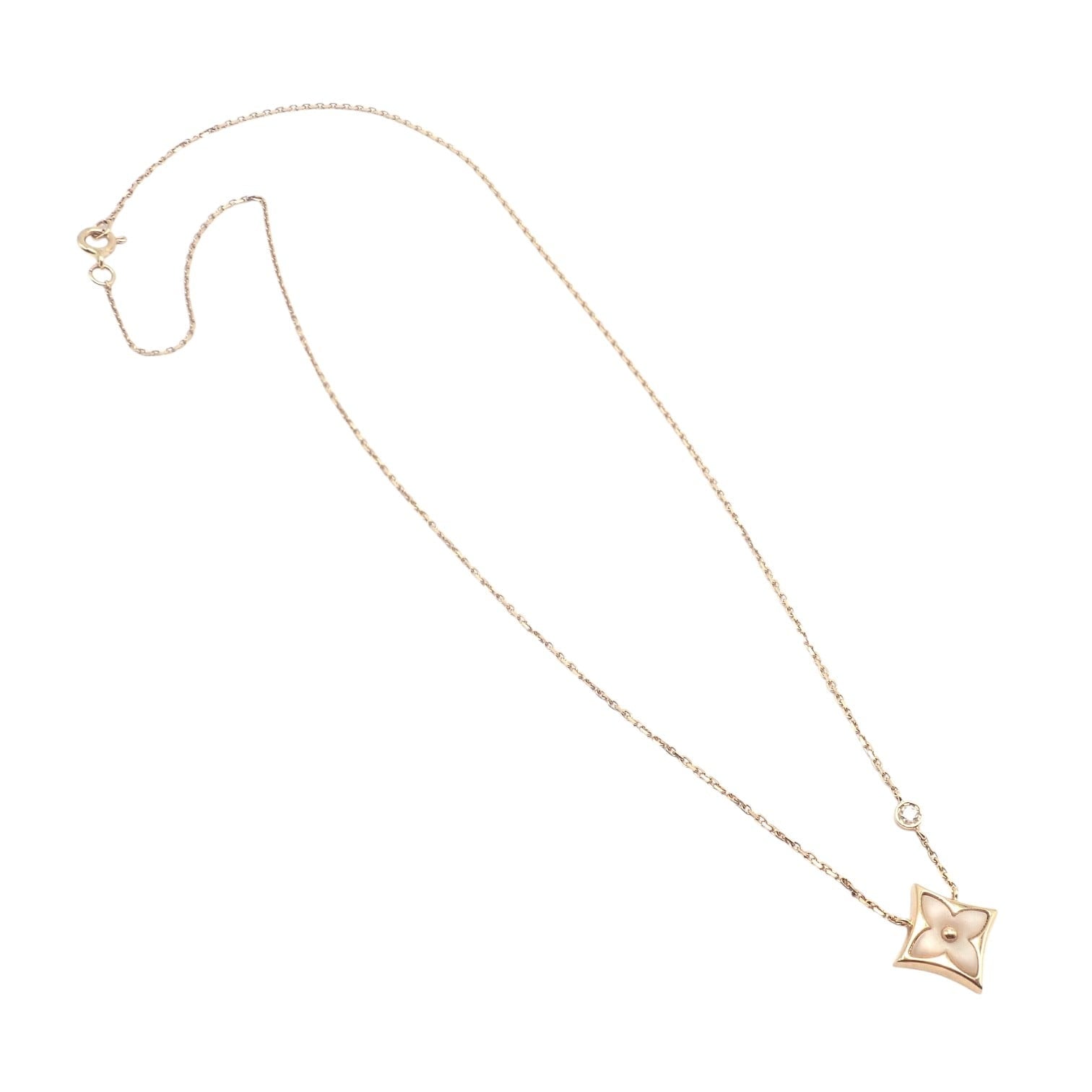 Louis Vuitton Jewelry & Watches:Fine Jewelry:Necklaces & Pendants Authentic! Louis Vuitton 18k Rose Gold Diamond Mother Of Pearl Blossom Necklace