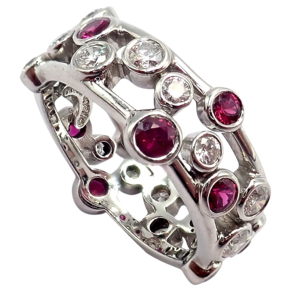 Tiffany & Co. Jewelry & Watches:Fine Jewelry:Rings Authentic! Tiffany & Co Platinum Diamond Ruby Bubbles Band Ring Size 5.5