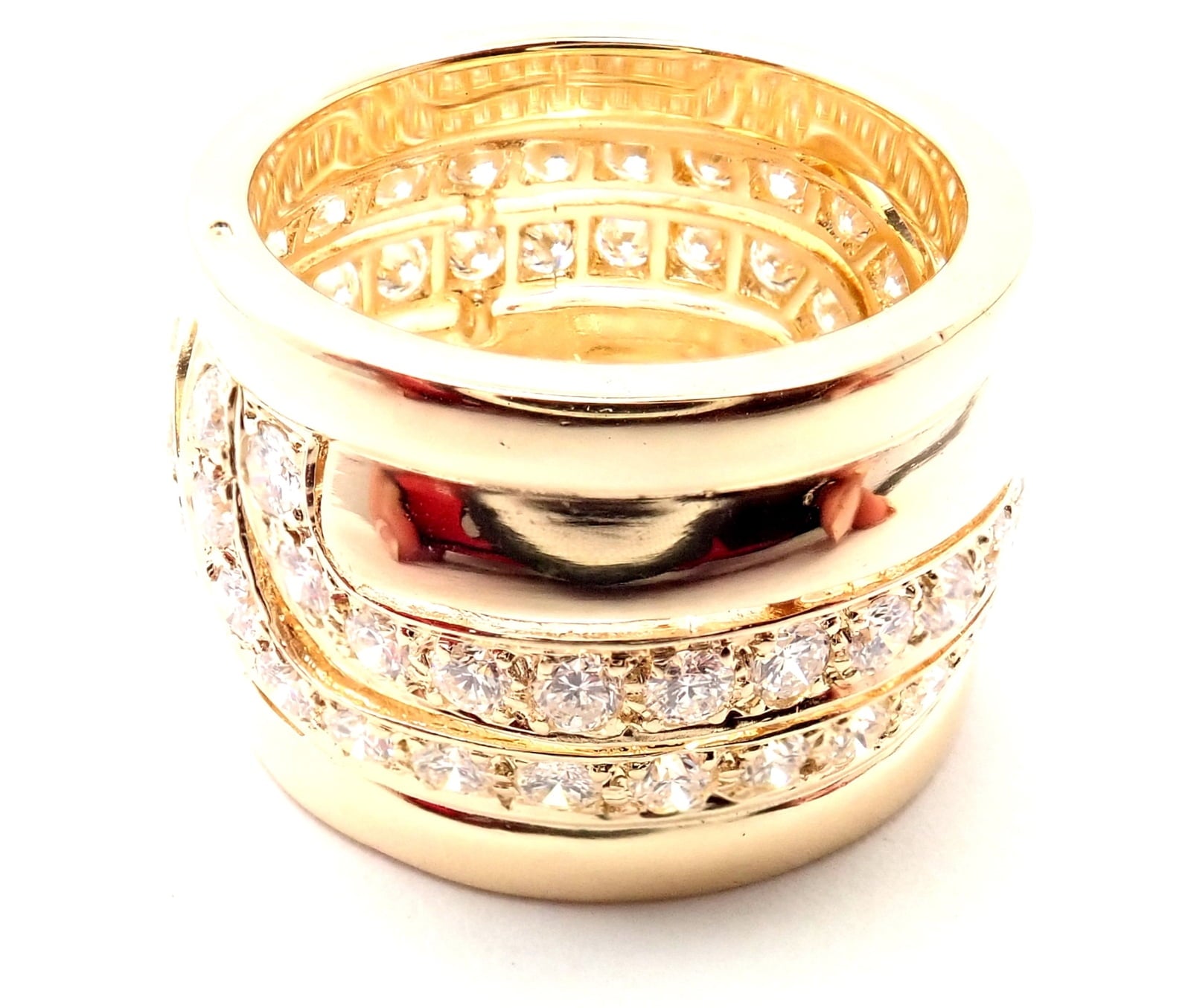 Cartier Jewelry & Watches:Fine Jewelry:Rings Authentic! Cartier 18k Yellow Gold Diamond Wide Band Ring Size 51 US 5 3/4