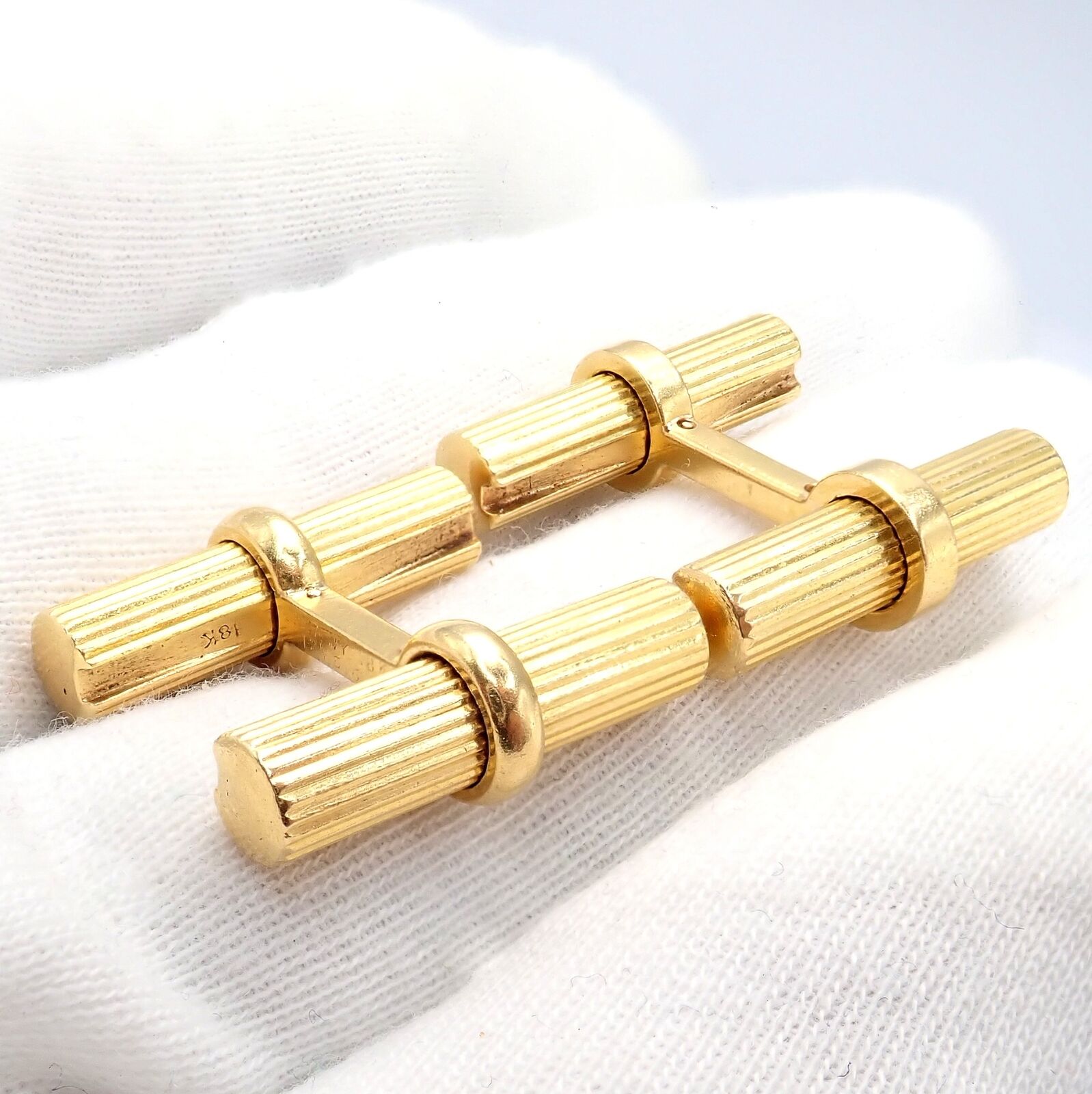 Vintage! Authentic Van Cleef & Arpels 18k Yellow Gold Bar Cufflinks | Fortrove