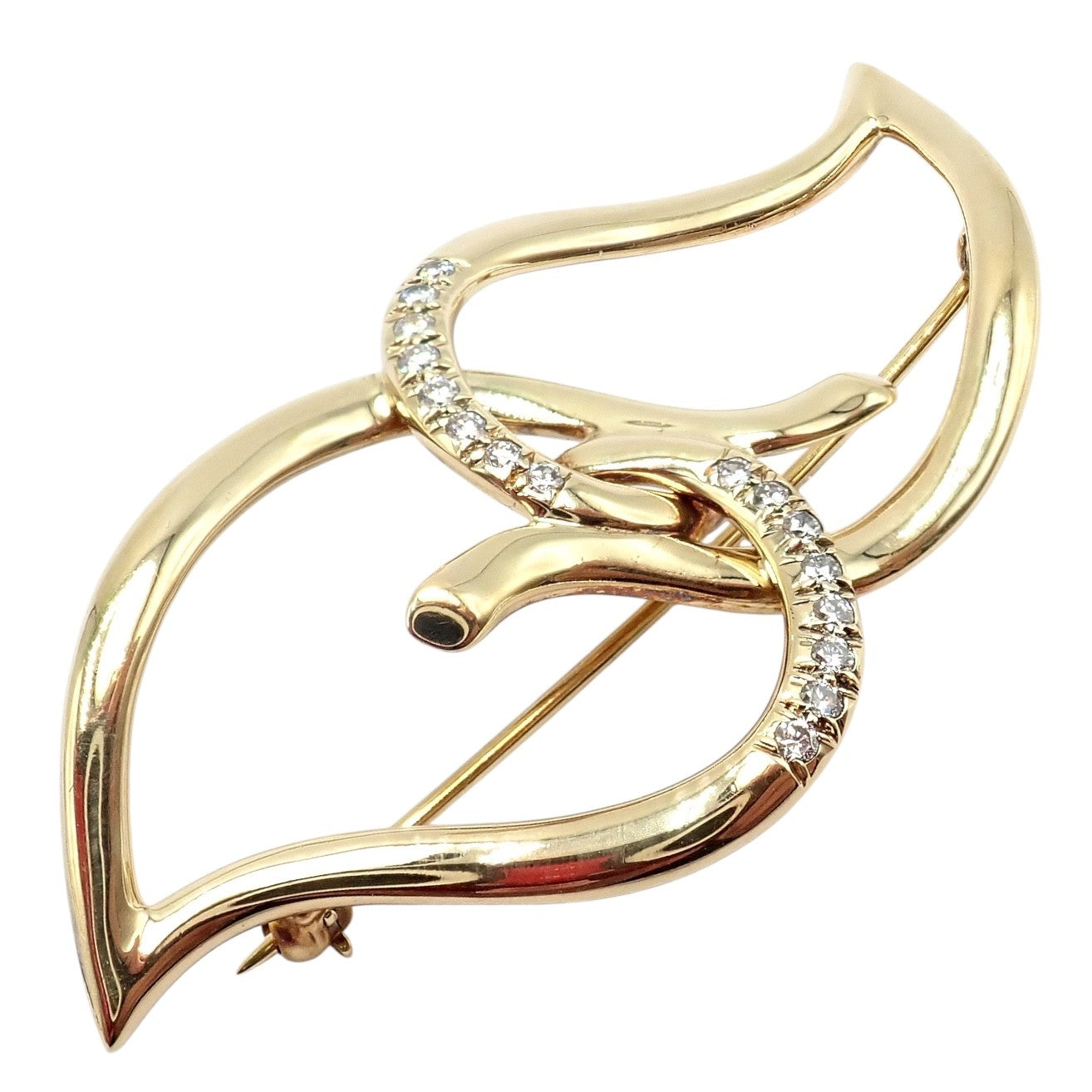 Authentic! Tiffany & Co 18k Yellow Gold Diamond Two Leaf Double Brooch Pin 1987 | Fortrove