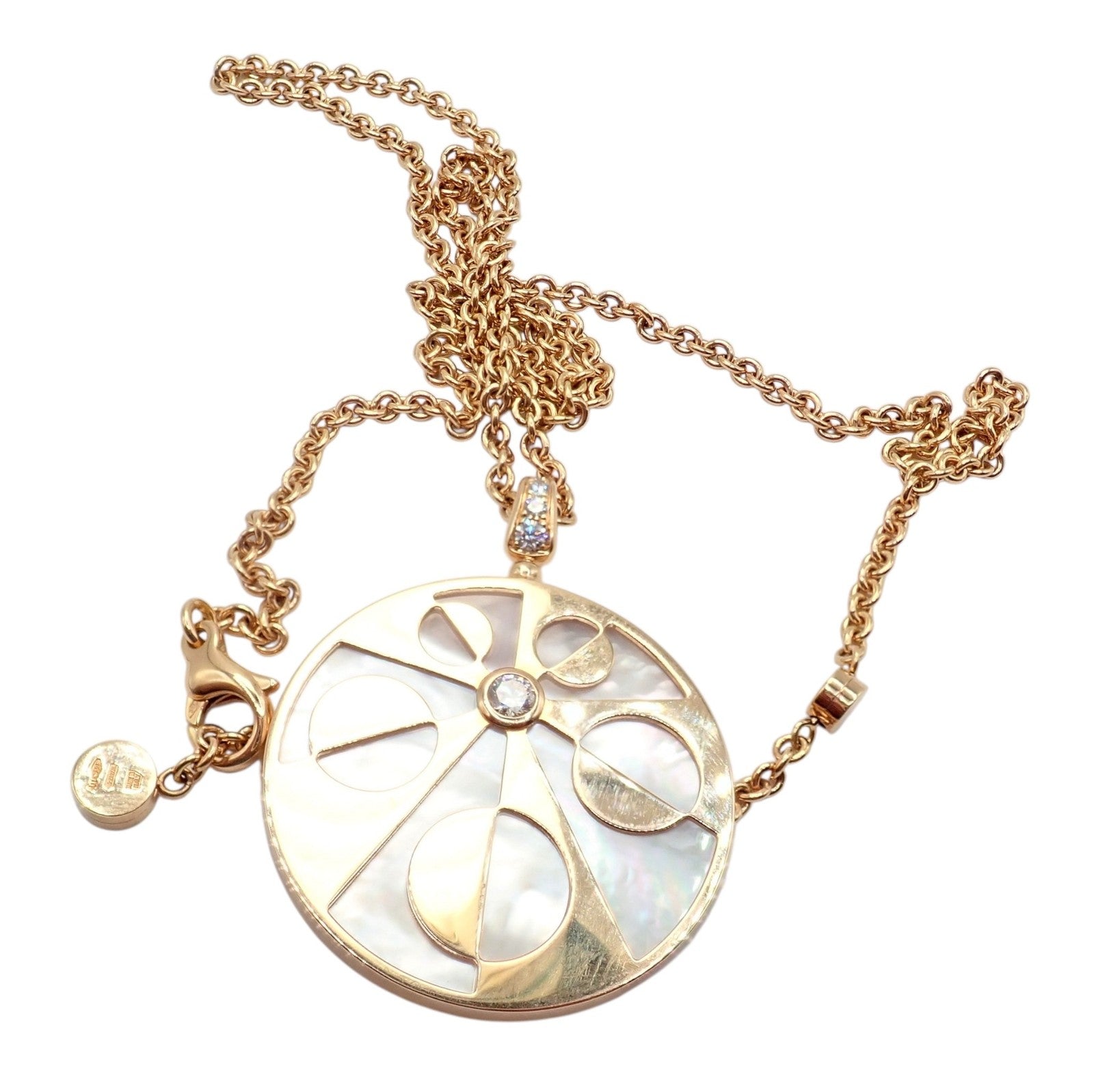 Rare! Bvlgari Bulgari Intarsio 18k Rose Gold Diamond Mother of Pearl Necklace | Fortrove