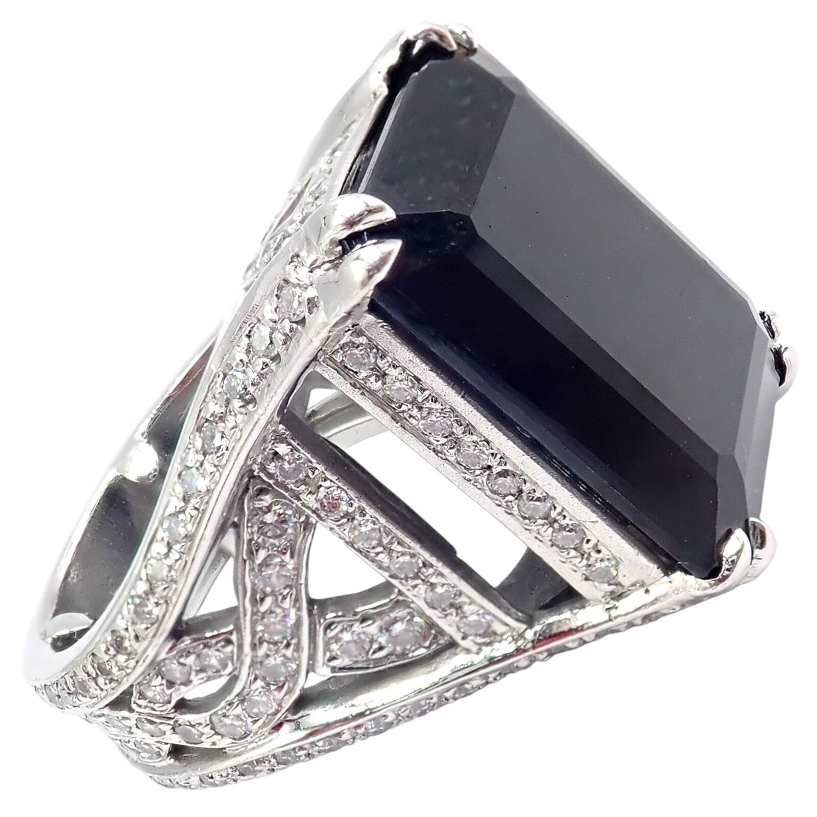 Kieselstein Cord Jewelry & Watches:Fine Jewelry:Rings Kieselstein Cord Platinum 3ctw Diamond Black Spinel Cockatil Ring 1998 sz 5.5