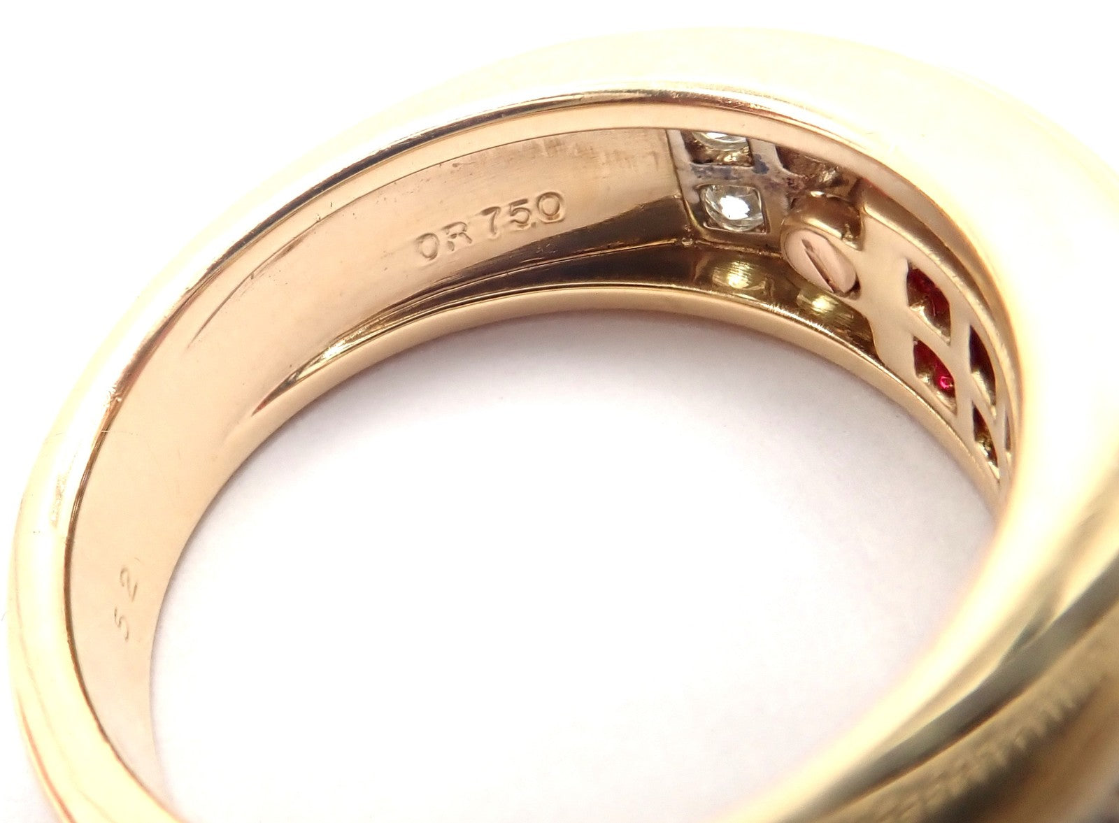 Authentic Cartier Diabolo 18k Yellow Gold Diamond Invisible Ruby Band Ring | Fortrove