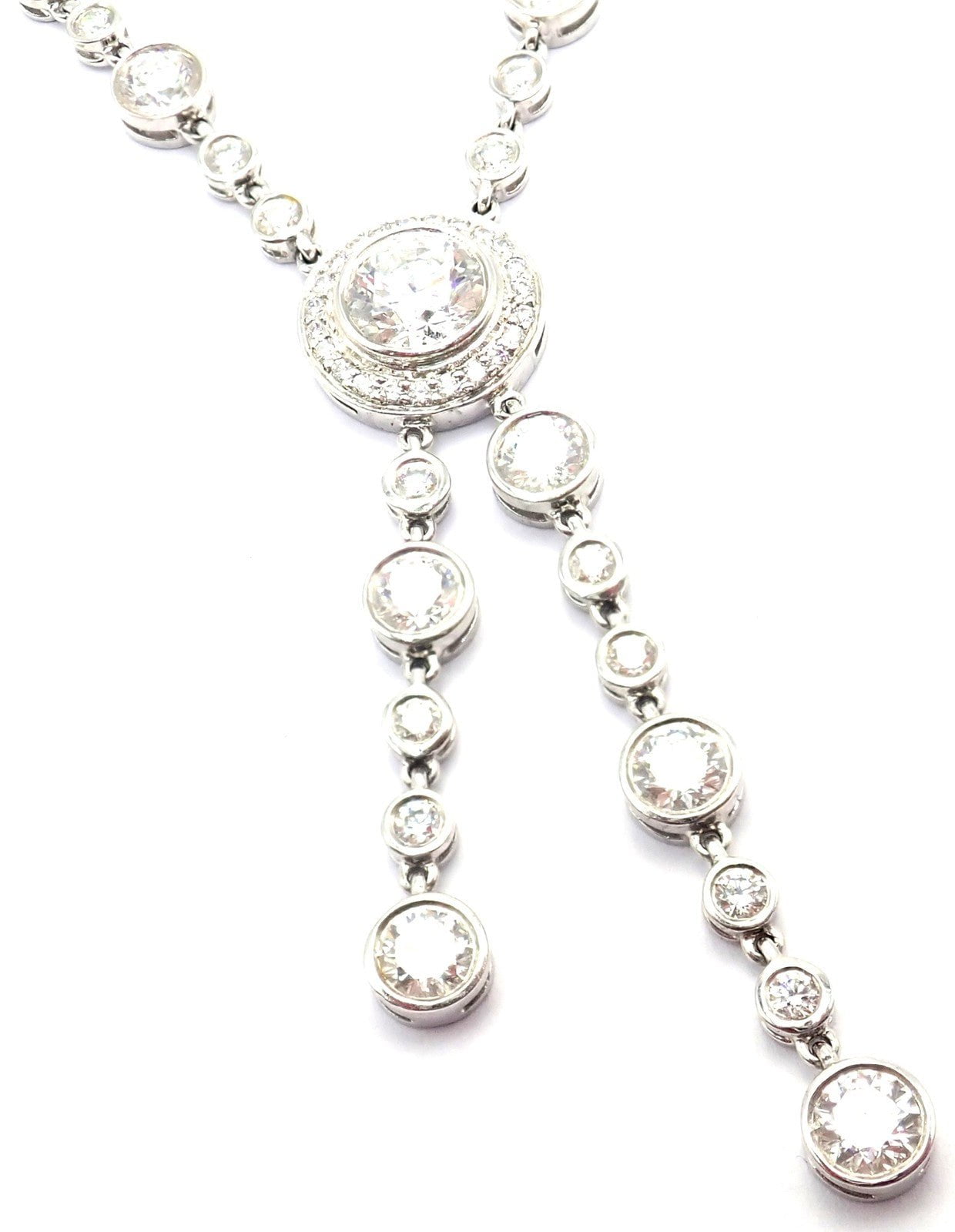 Tiffany & Co Jazz Platinum 8.75ct Diamond Lariat Drop Necklace | Fortrove