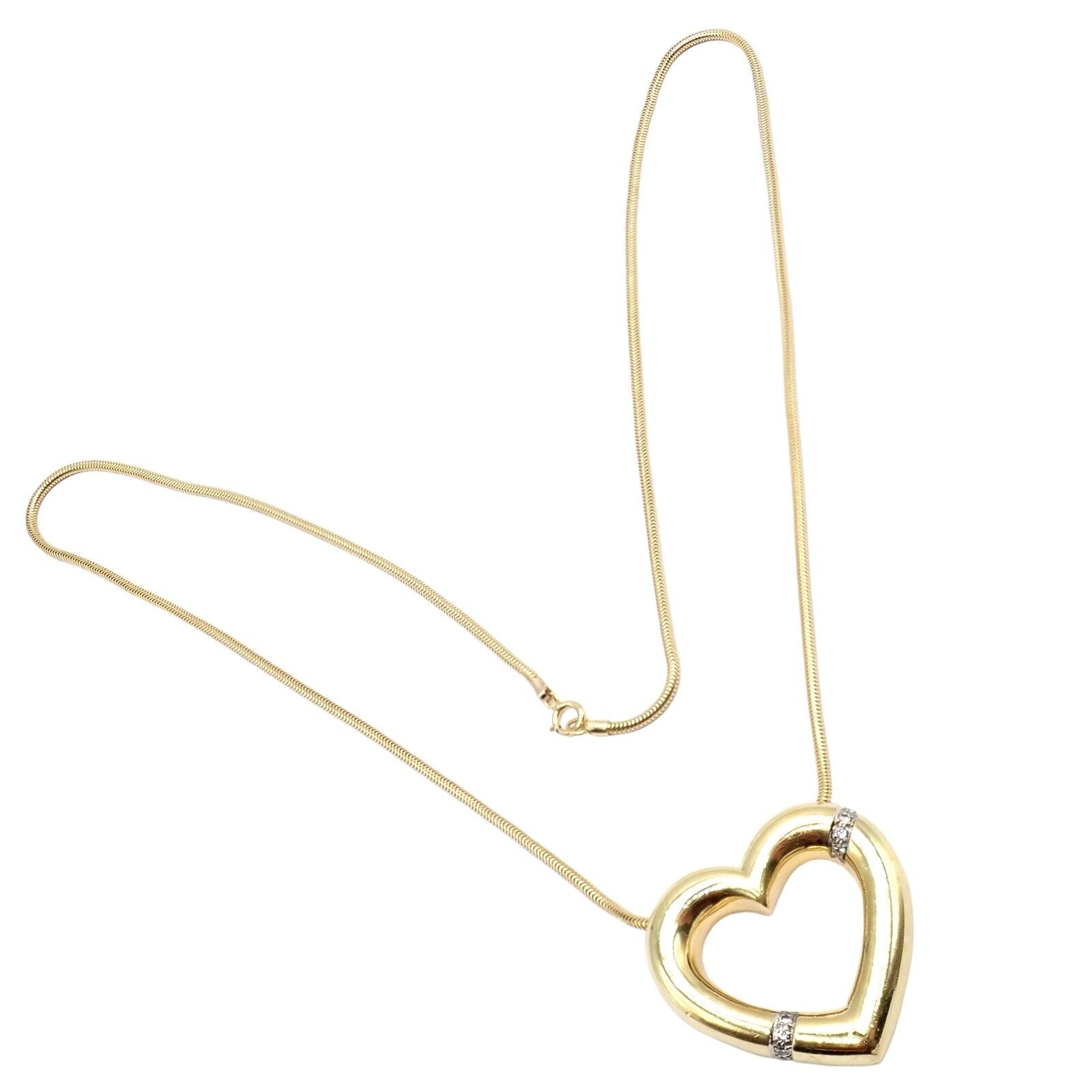 Vintage Tiffany & Co Picasso 18k Yellow Gold Diamond Large Heart Necklace | Fortrove