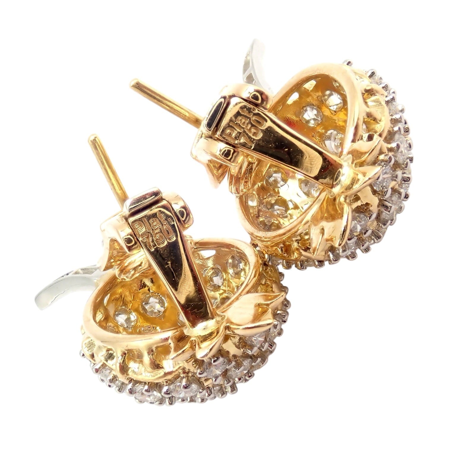 Authentic! Verdura 18k Yellow Gold Platinum Diamond Pineapple Earrings | Fortrove