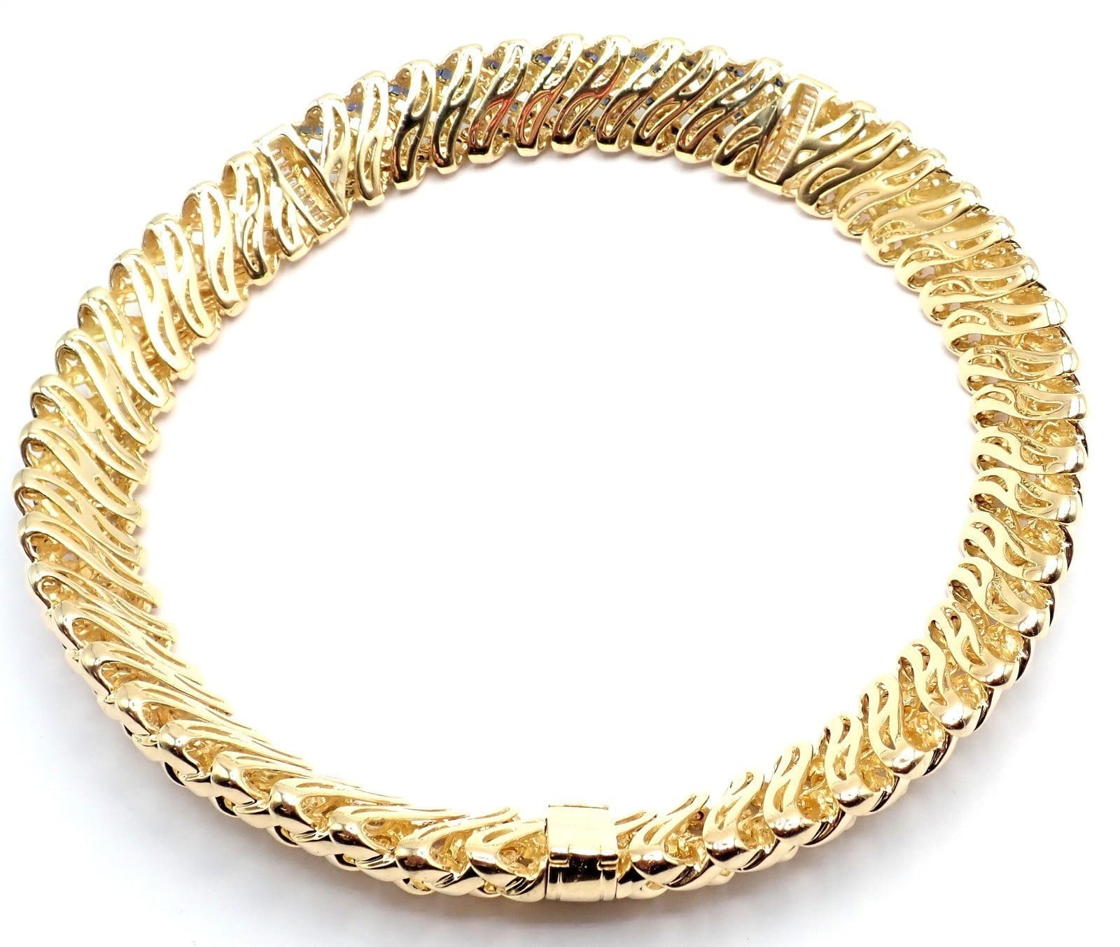 Tiffany & Co. Jewelry & Watches:Fine Jewelry:Necklaces & Pendants Authentic Tiffany & Co Vannerie 18k Yellow Gold Diamond Sapphire Weave Necklace