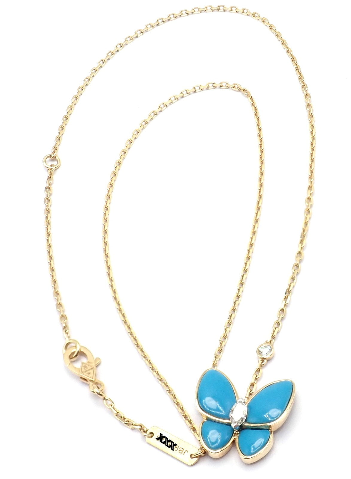 Van Cleef & Arpels Jewelry & Watches:Fine Jewelry:Necklaces & Pendants Van Cleef & Arpels 18k Gold Diamond Turquoise Butterfly Pendant Necklace Cert.