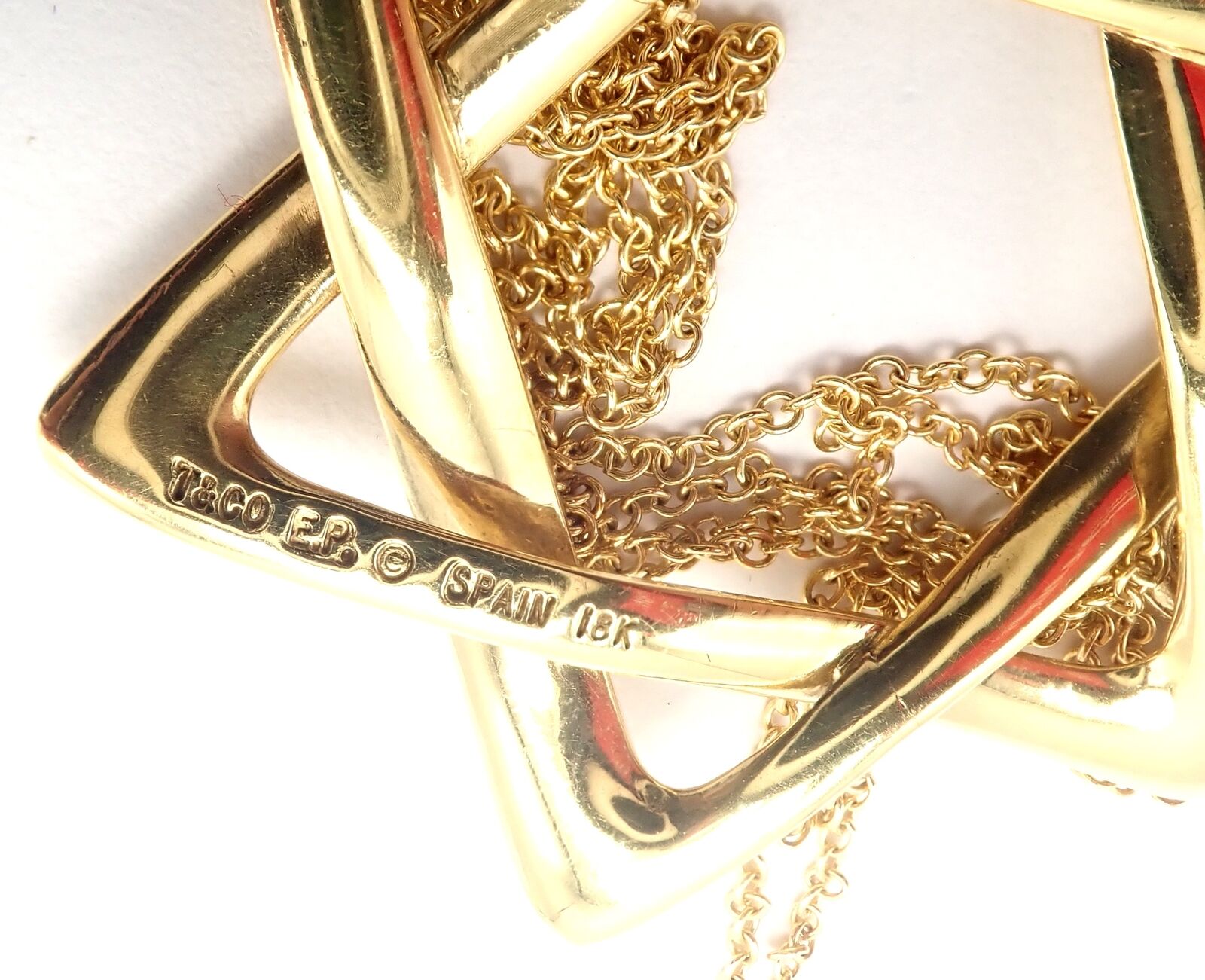 Authentic! Tiffany & Co Peretti 18k Gold Large Star Of David Pendant Necklace | Fortrove