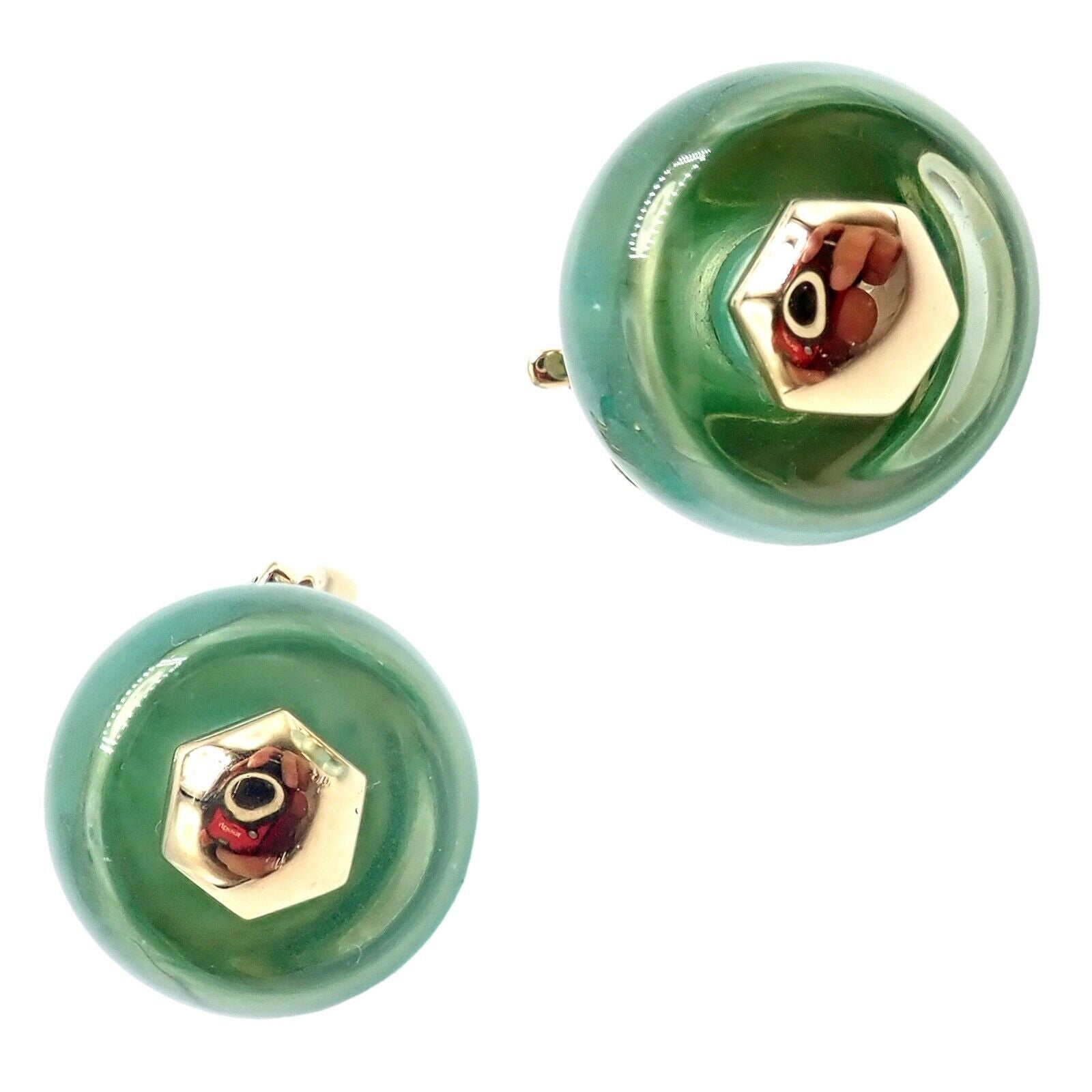 Authentic! Vintage Marina B 18k Yellow Gold Pneu Crystal Earrings | Fortrove