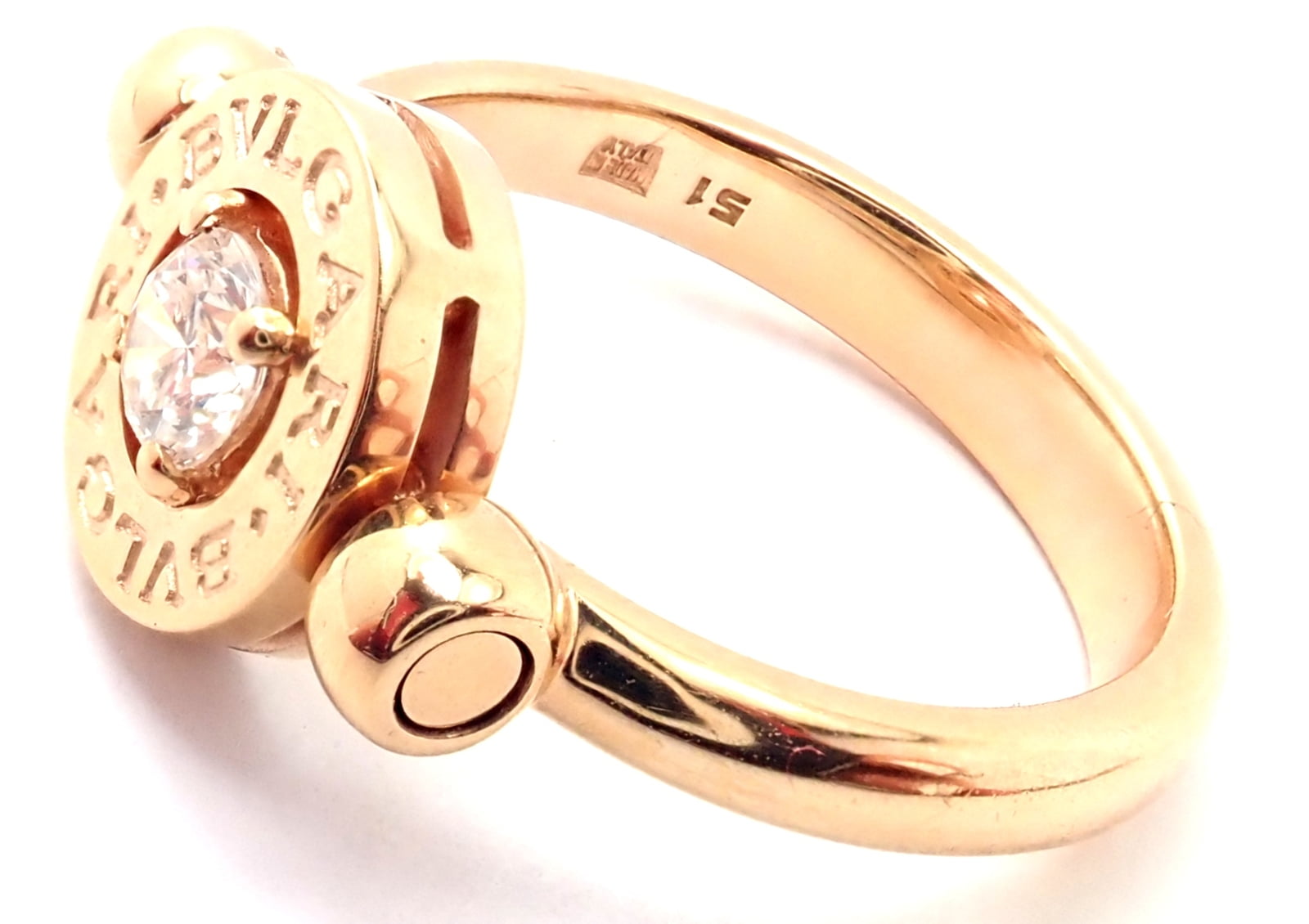 Bulgari Jewelry & Watches:Fine Jewelry:Rings Authentic! BULGARI BVLGARI 18k Rose Gold Diamond Flip Ring Size 5.75