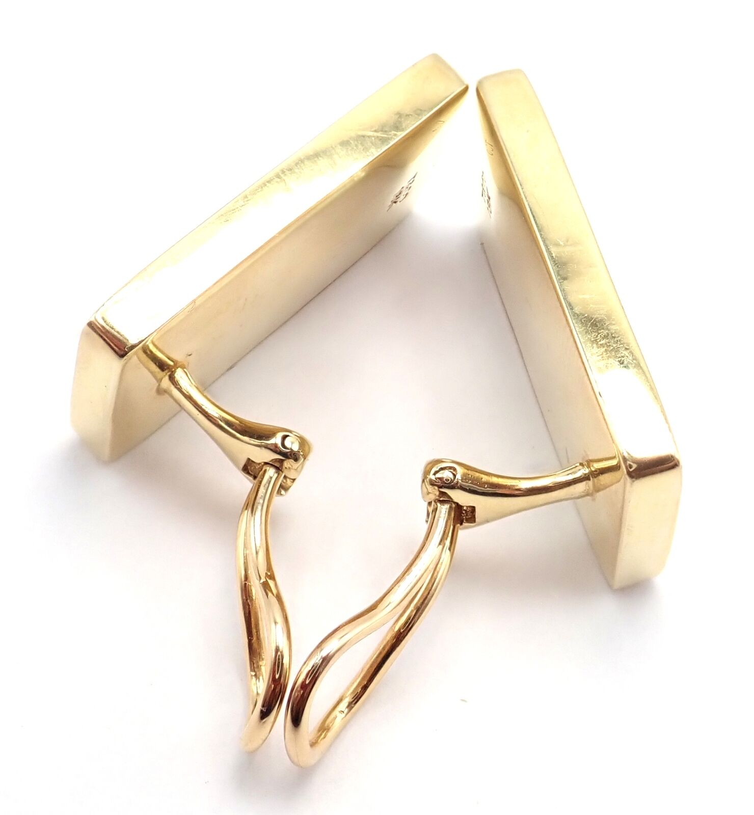 Tiffany & Co Cummings 18k Yellow Gold Inlaid Black Jade MOP Domino Earrings | Fortrove