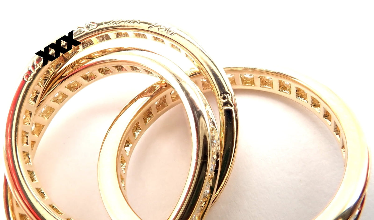 Cartier Jewelry & Watches:Fine Jewelry:Rings Authentic! Cartier 18k Yellow Gold Diamond Trinity Band Ring Size 5 3/4 Paper