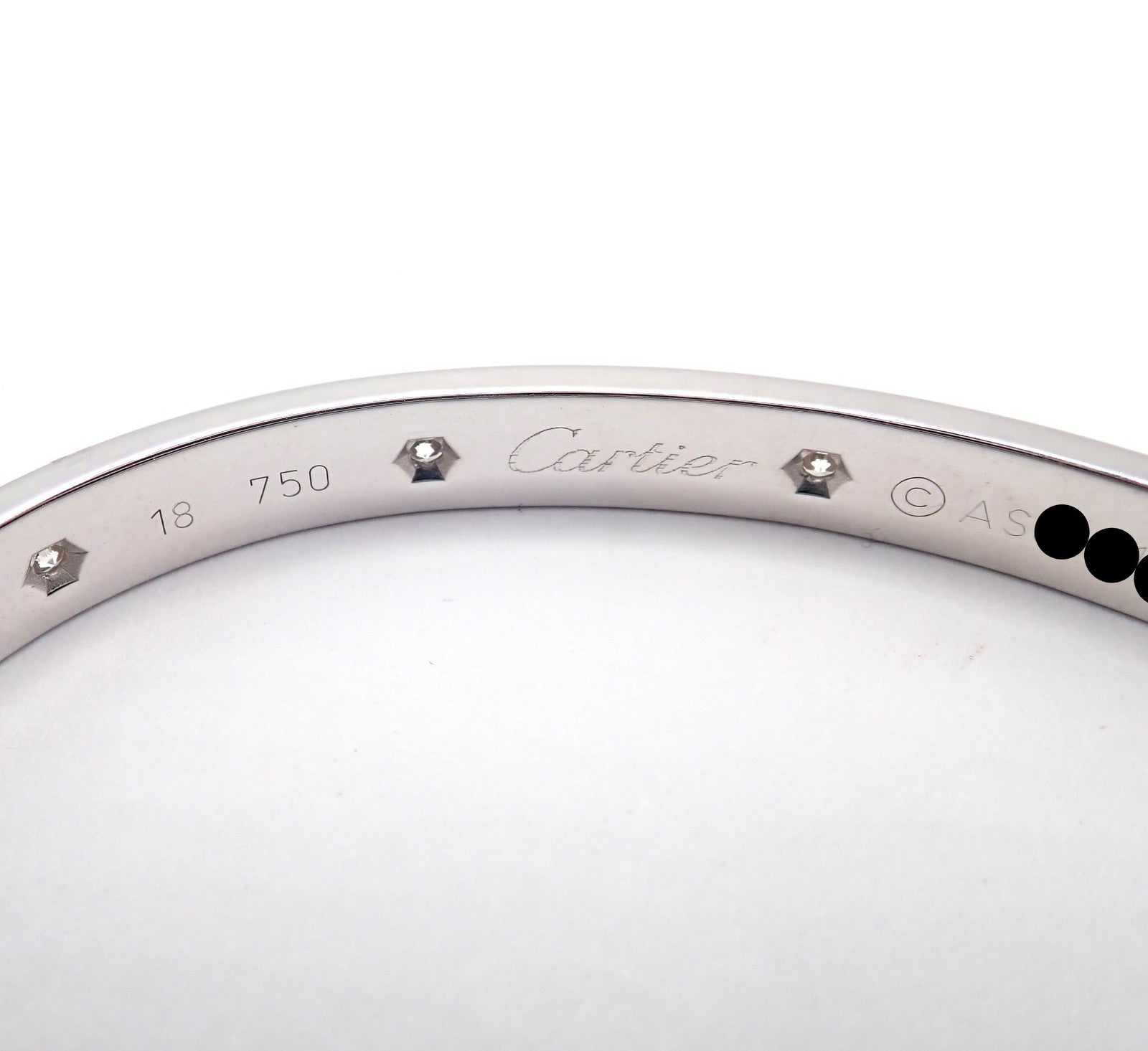 Cartier Jewelry & Watches:Fine Jewelry:Bracelets & Charms Authentic! Cartier Love 18k White Gold 10 Diamond Bangle Bracelet Sz 18 + Cert